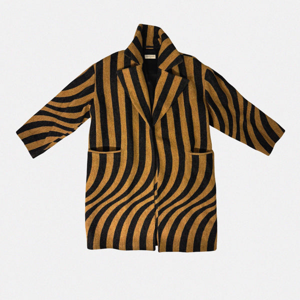 →DRIES VAN NOTEN GRAPHIC STRIPE WOOL COAT← SANG A SELECTS