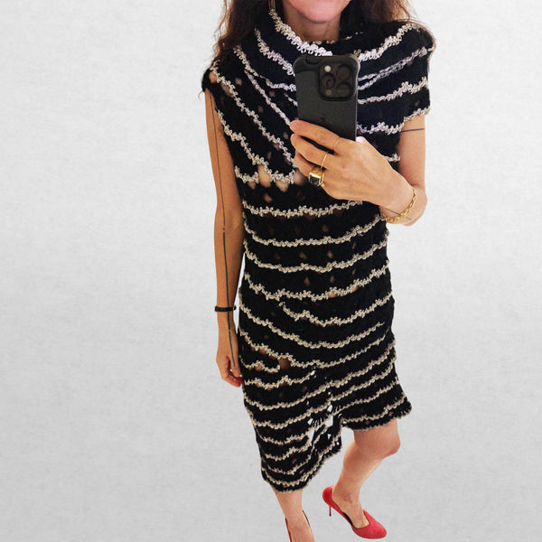 →JUNYA WATANABE SCULPTURAL KNIT STRIPED DRESS← SANG A SELECTS