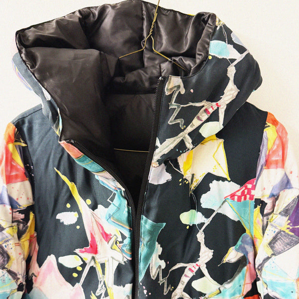 →TSUMORI CHISATO REVERSIBLE PADDED JACKET WITH ARTWORK PATTERN