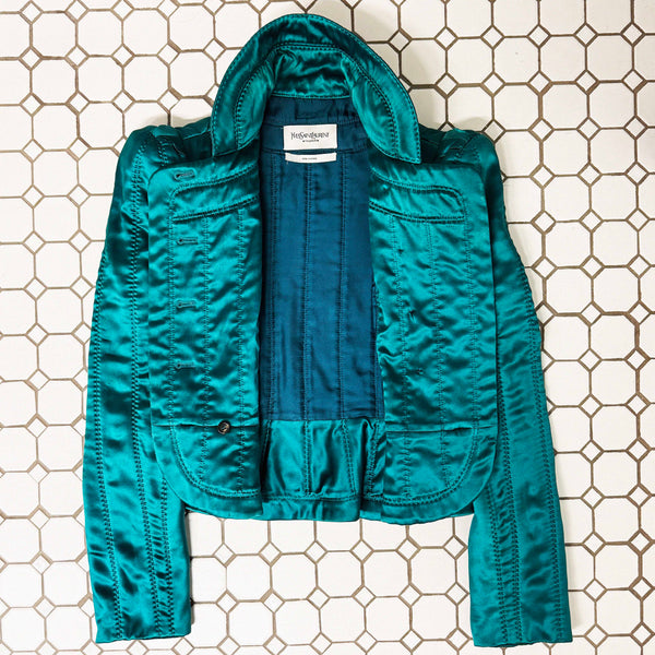 →YVES SAINT LAURENT QUILTED SILK BLAZER← SANG A SELECTS