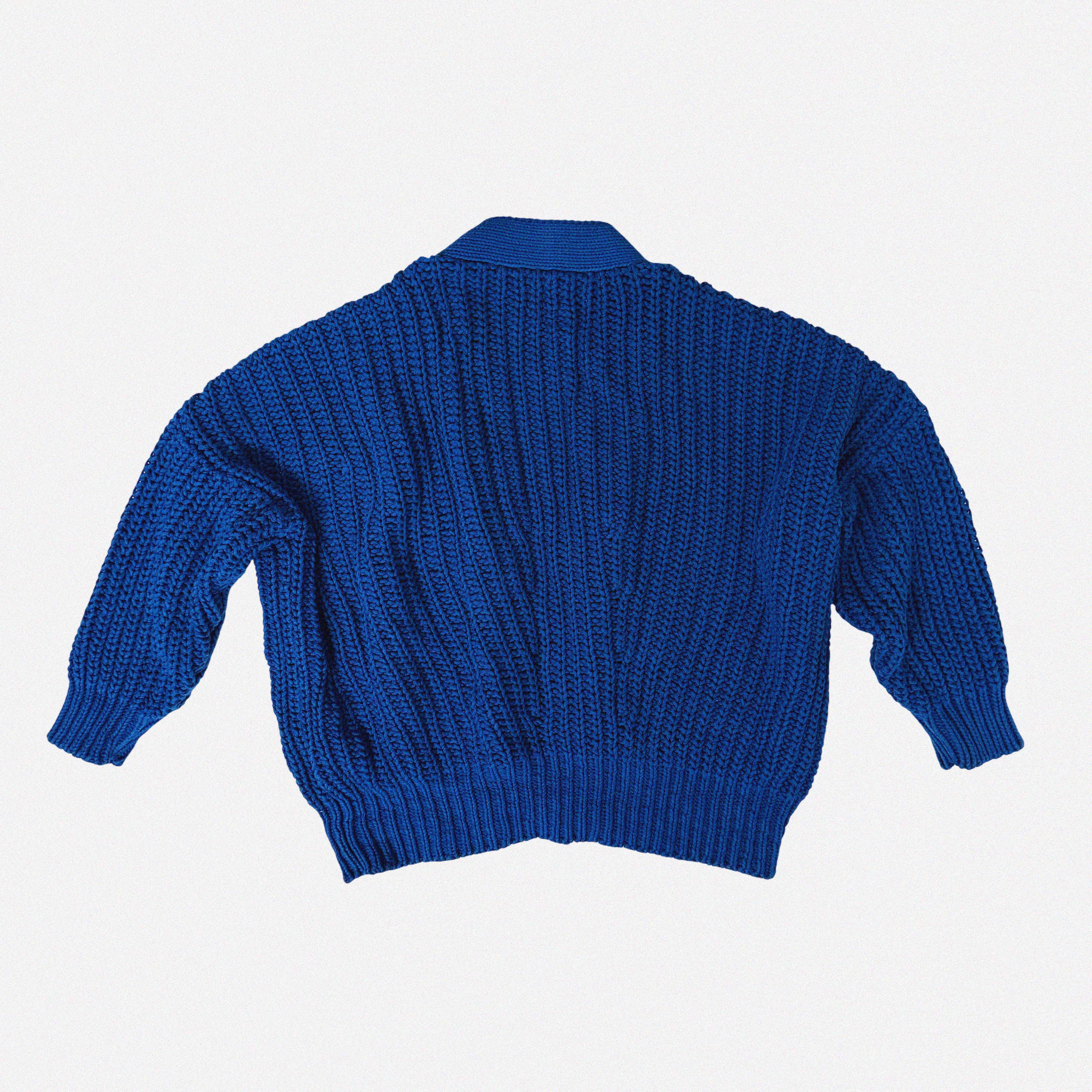 →BABAA BLUE COTTON KNIT CARDIGAN← SANG A SELECTS