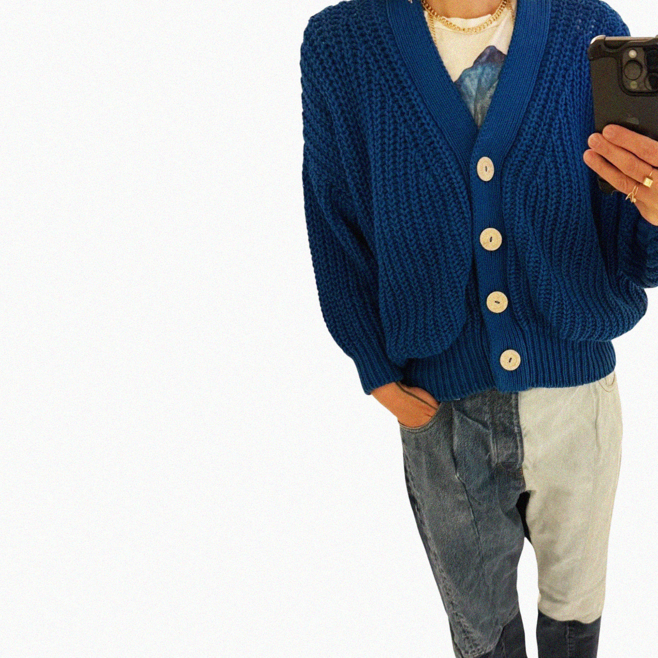 →BABAA BLUE COTTON KNIT CARDIGAN← SANG A SELECTS