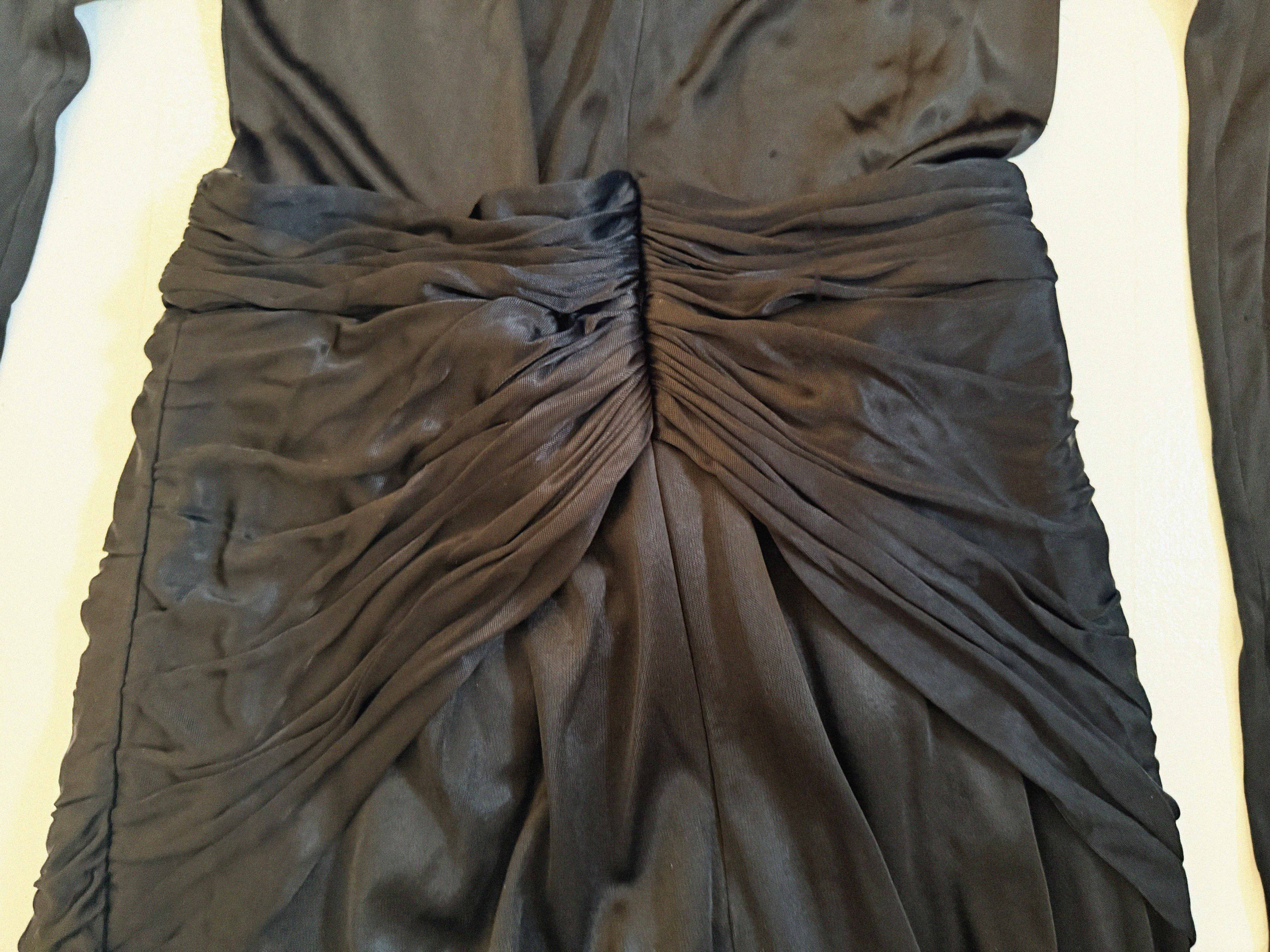 →BALENCIAGA BLACK SCULPTURAL DRAPED MINI DRESS← SANG A SELECTS