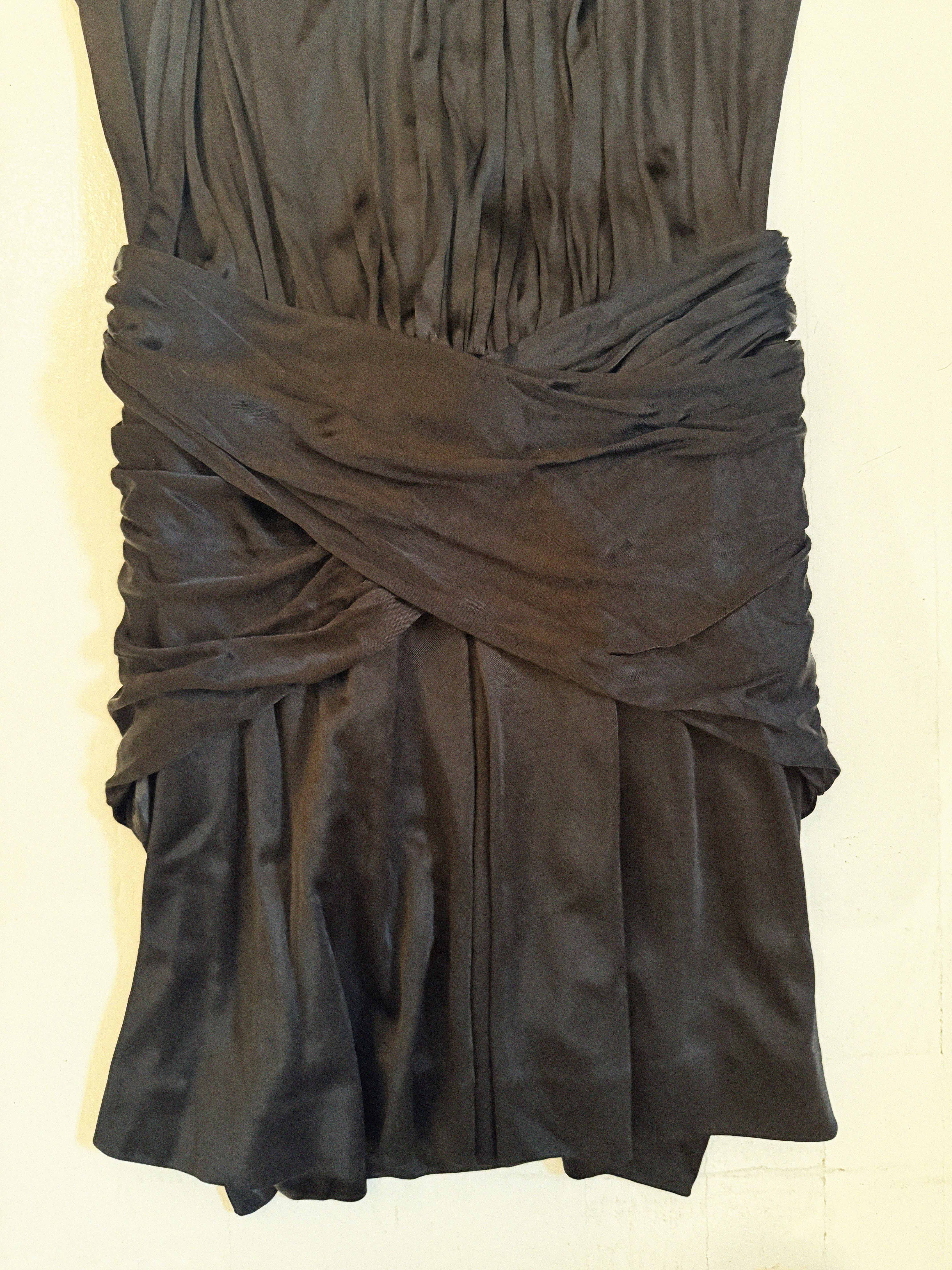 →BALENCIAGA BLACK SCULPTURAL DRAPED MINI DRESS← SANG A SELECTS