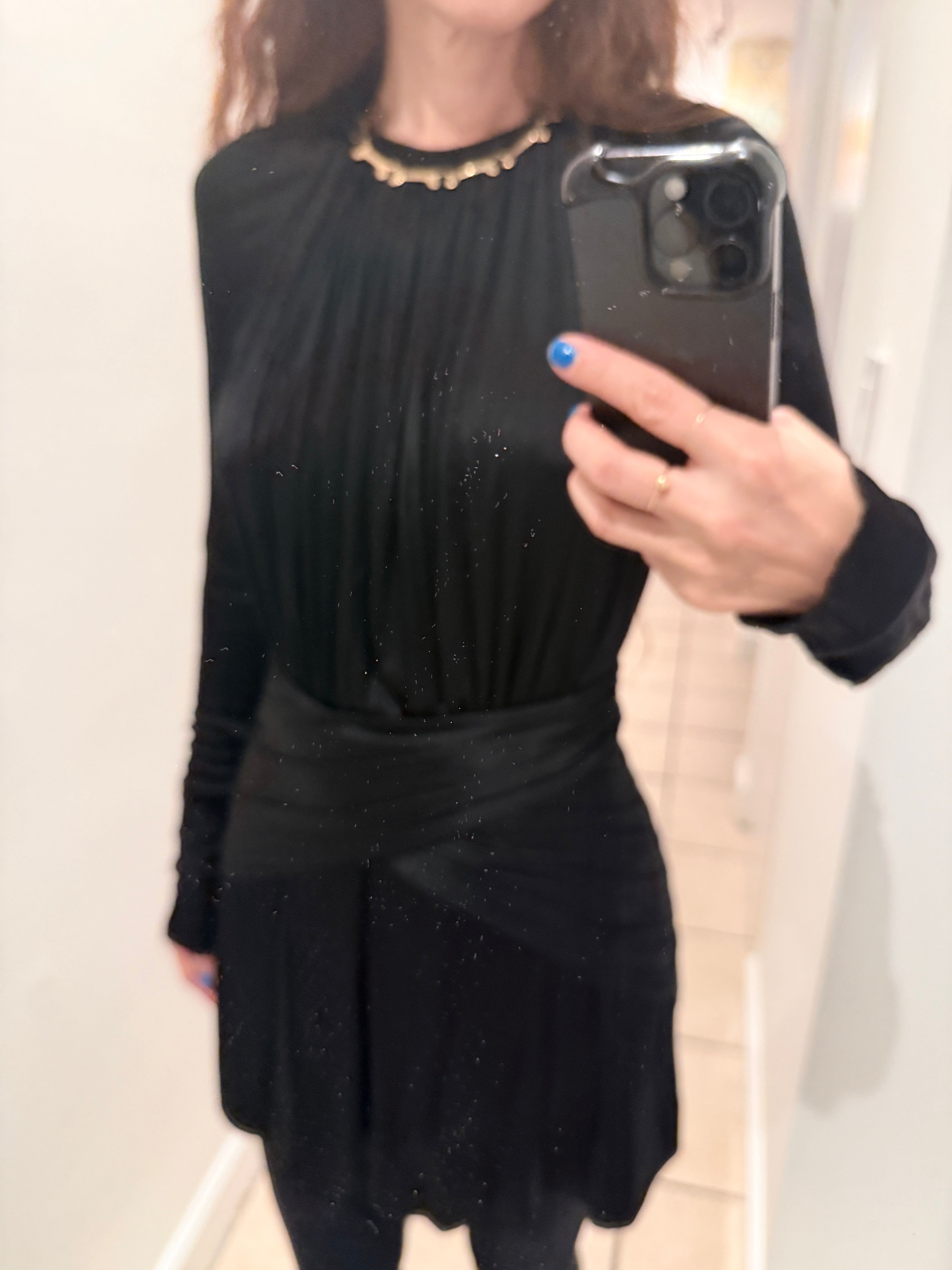 →BALENCIAGA BLACK SCULPTURAL DRAPED MINI DRESS← SANG A SELECTS
