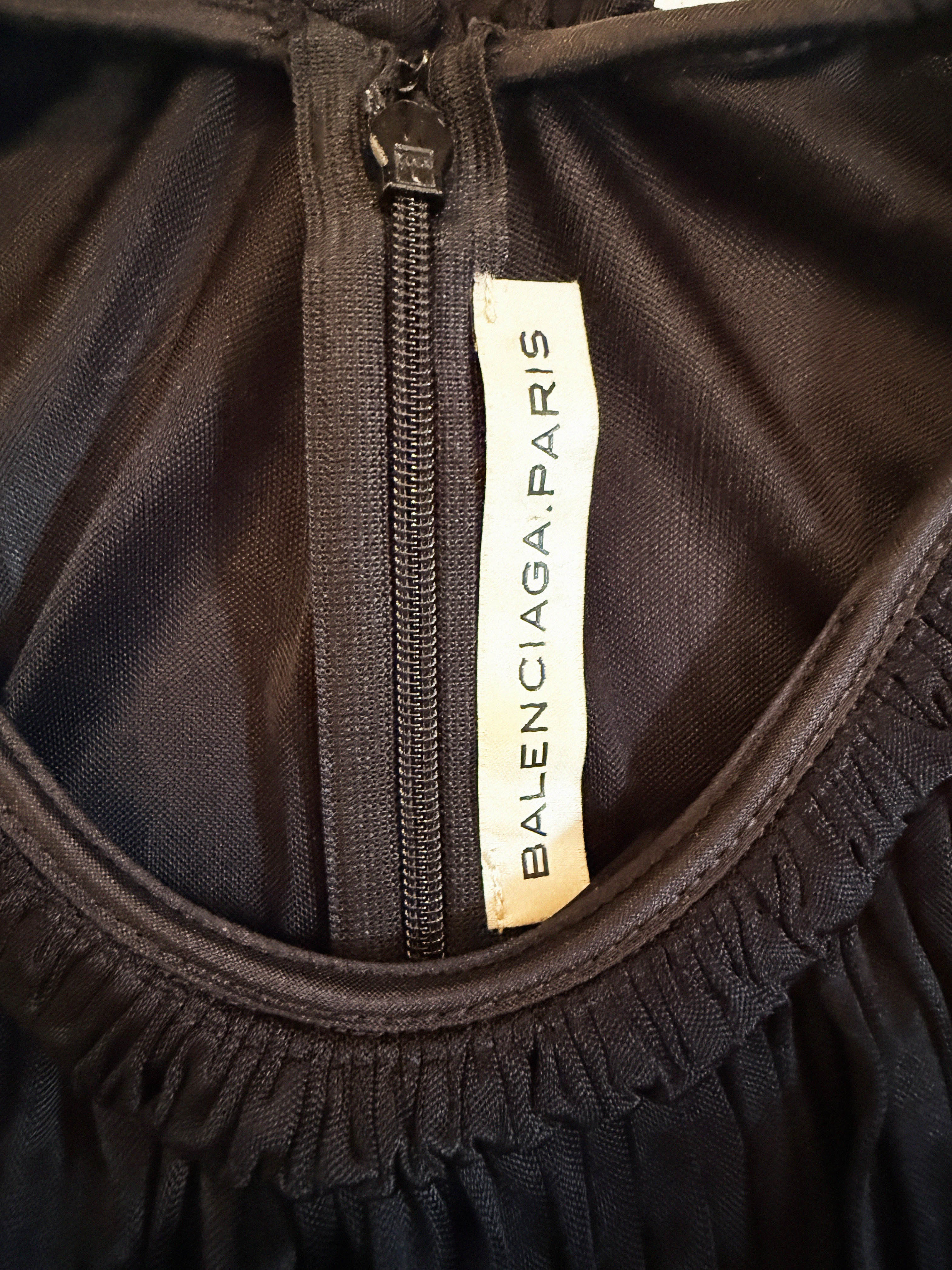 →BALENCIAGA BLACK SCULPTURAL DRAPED MINI DRESS← SANG A SELECTS