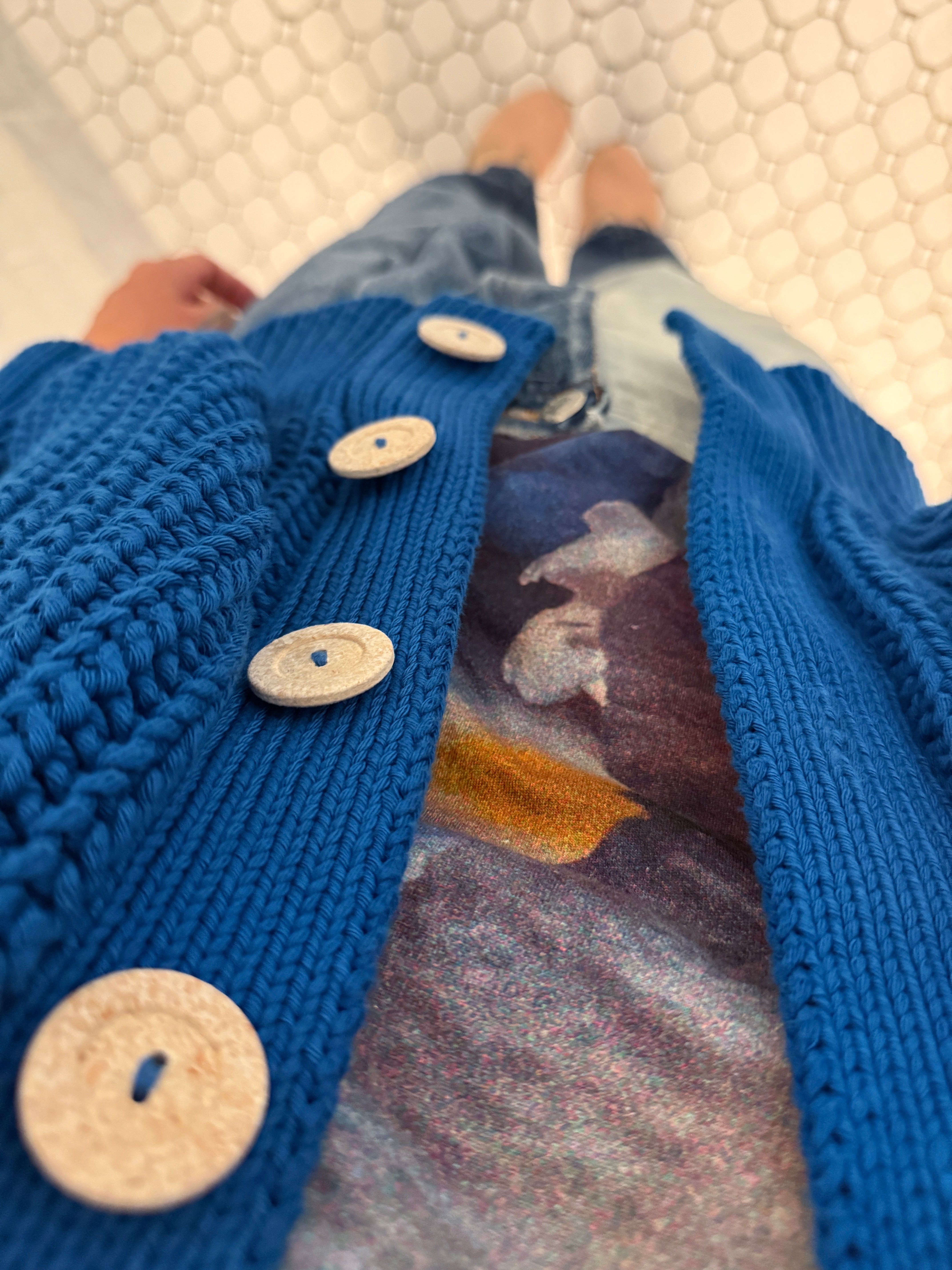 →BABAA BLUE COTTON KNIT CARDIGAN← SANG A SELECTS