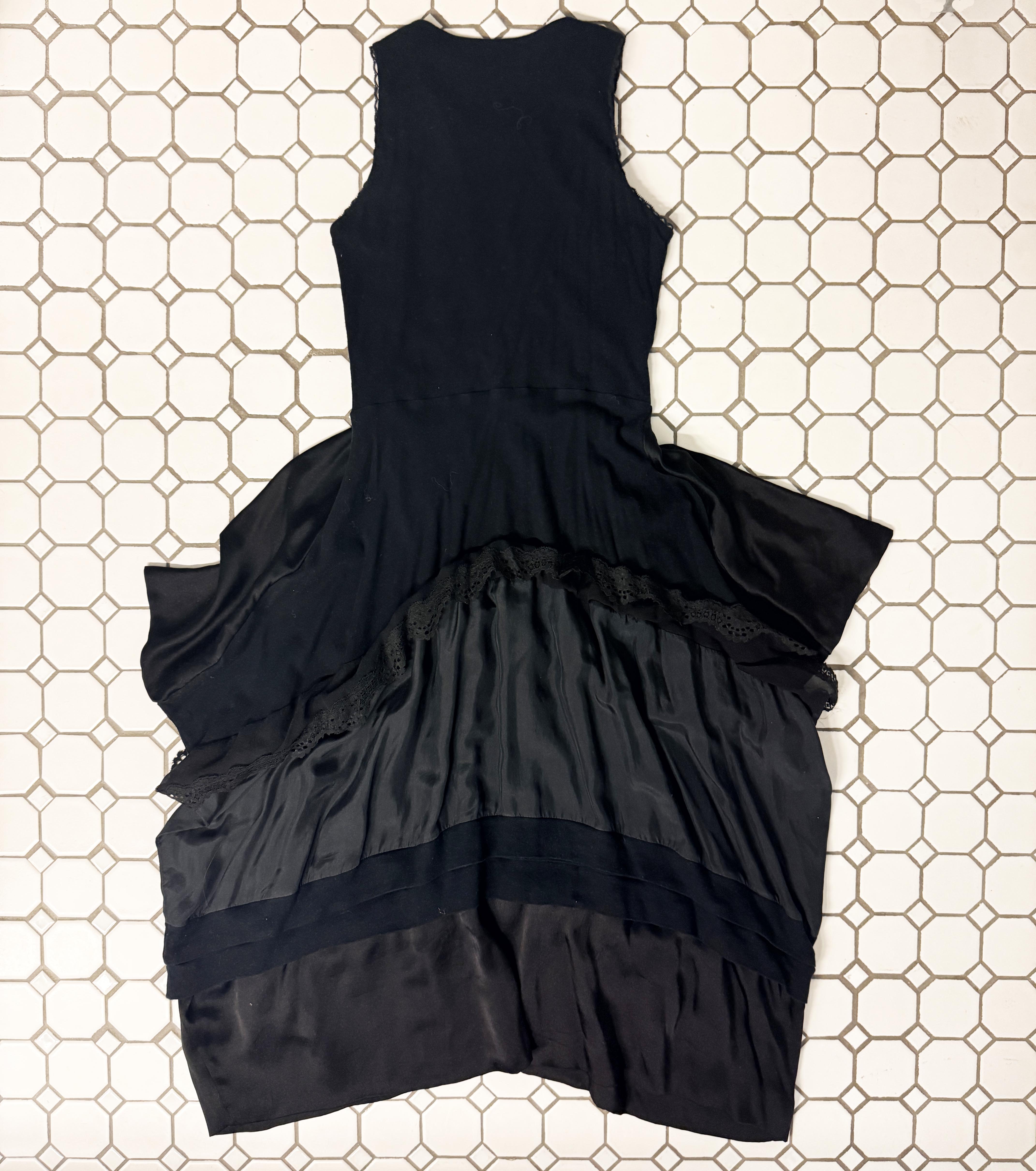 →BALENCIAGA BLACK GRAPHIC MIXED FABRIC DRESS← SANG A SELECTS