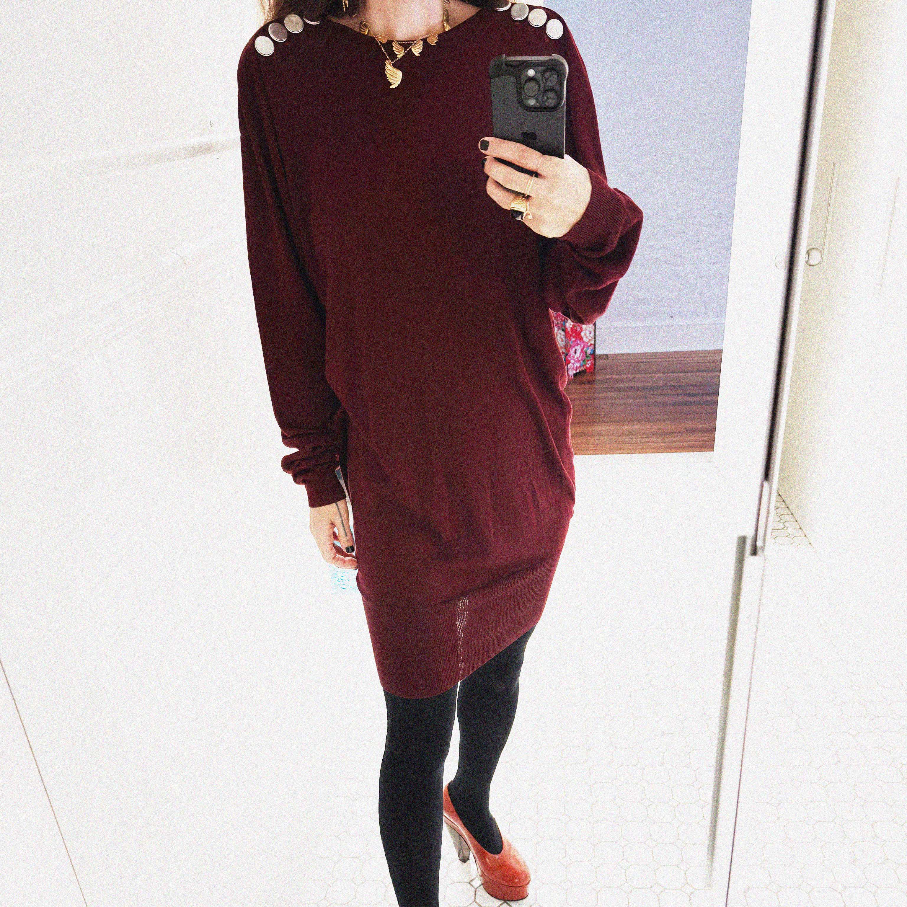 →BALENCIAGA RICH WINE RED KNIT DRESS← SANG A SELECTS