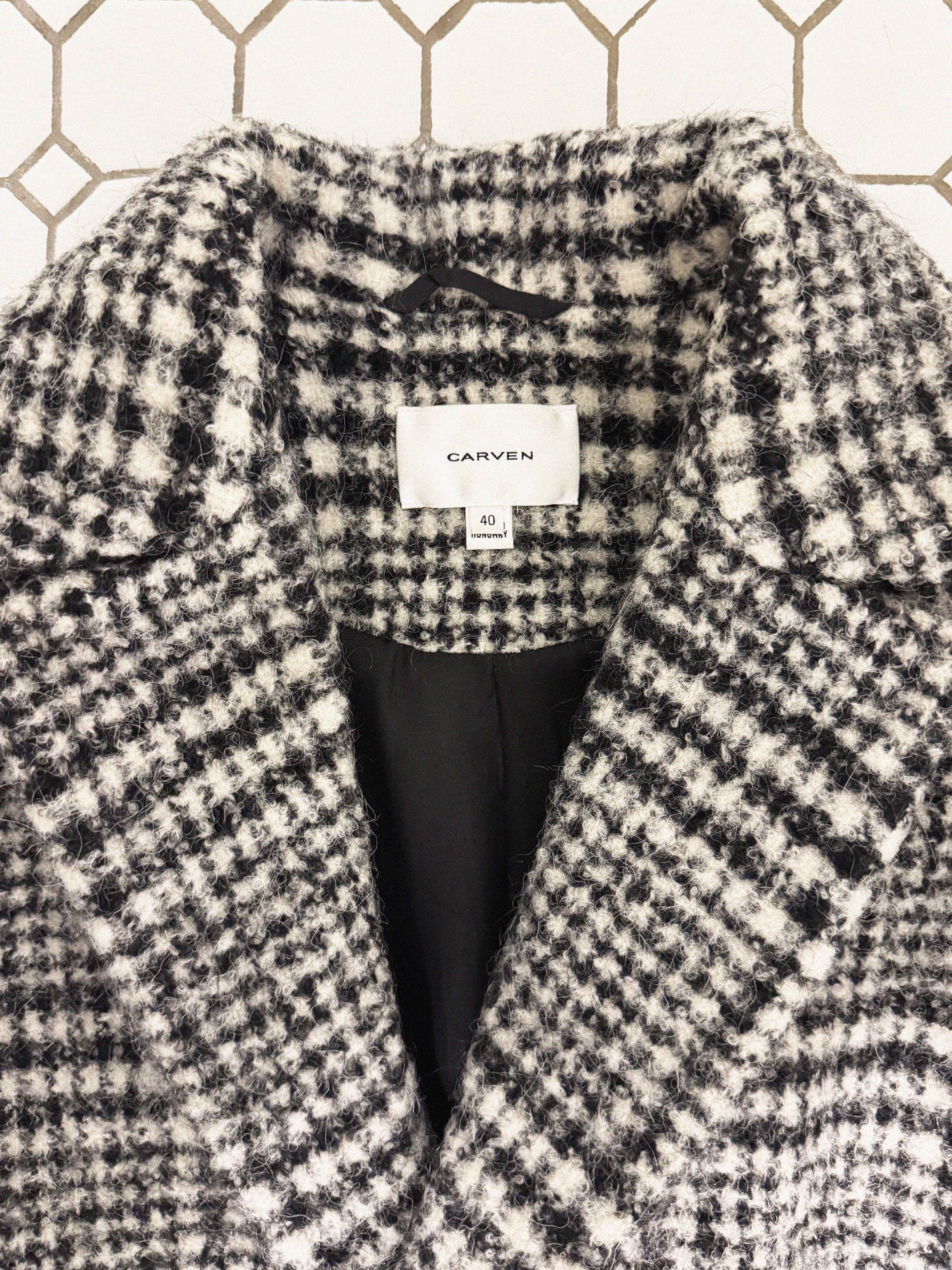 →CARVEN CHECK WOOL COAT← SANG A SELECTS