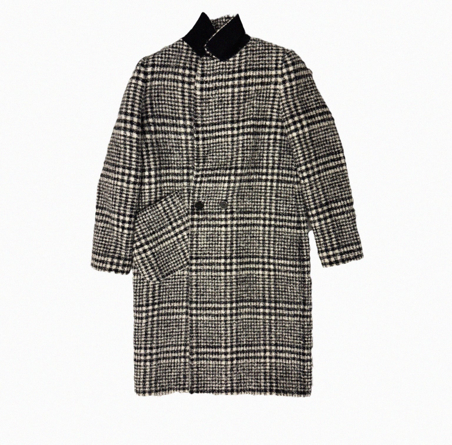 →CARVEN CHECK WOOL COAT← SANG A SELECTS