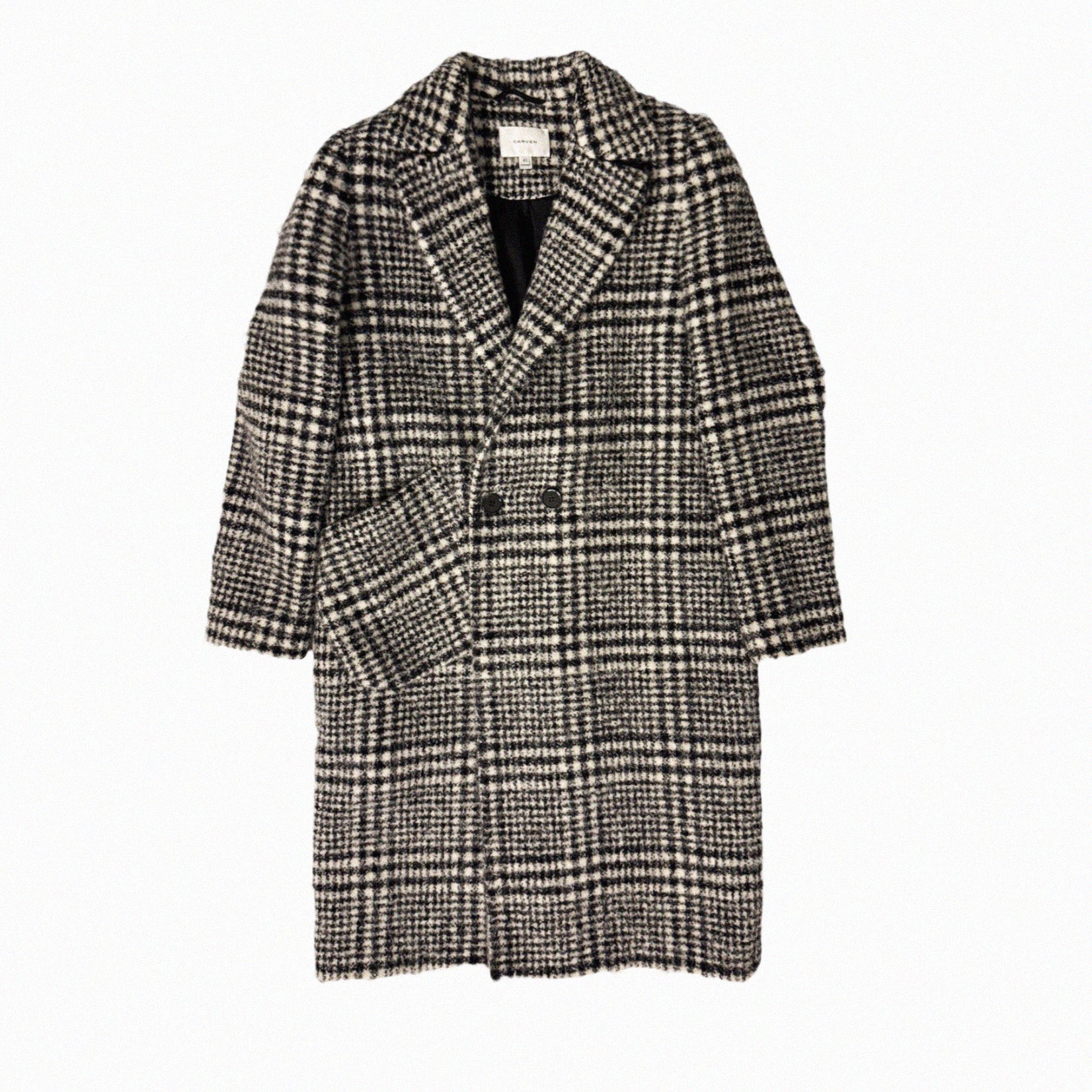 →CARVEN CHECK WOOL COAT← SANG A SELECTS