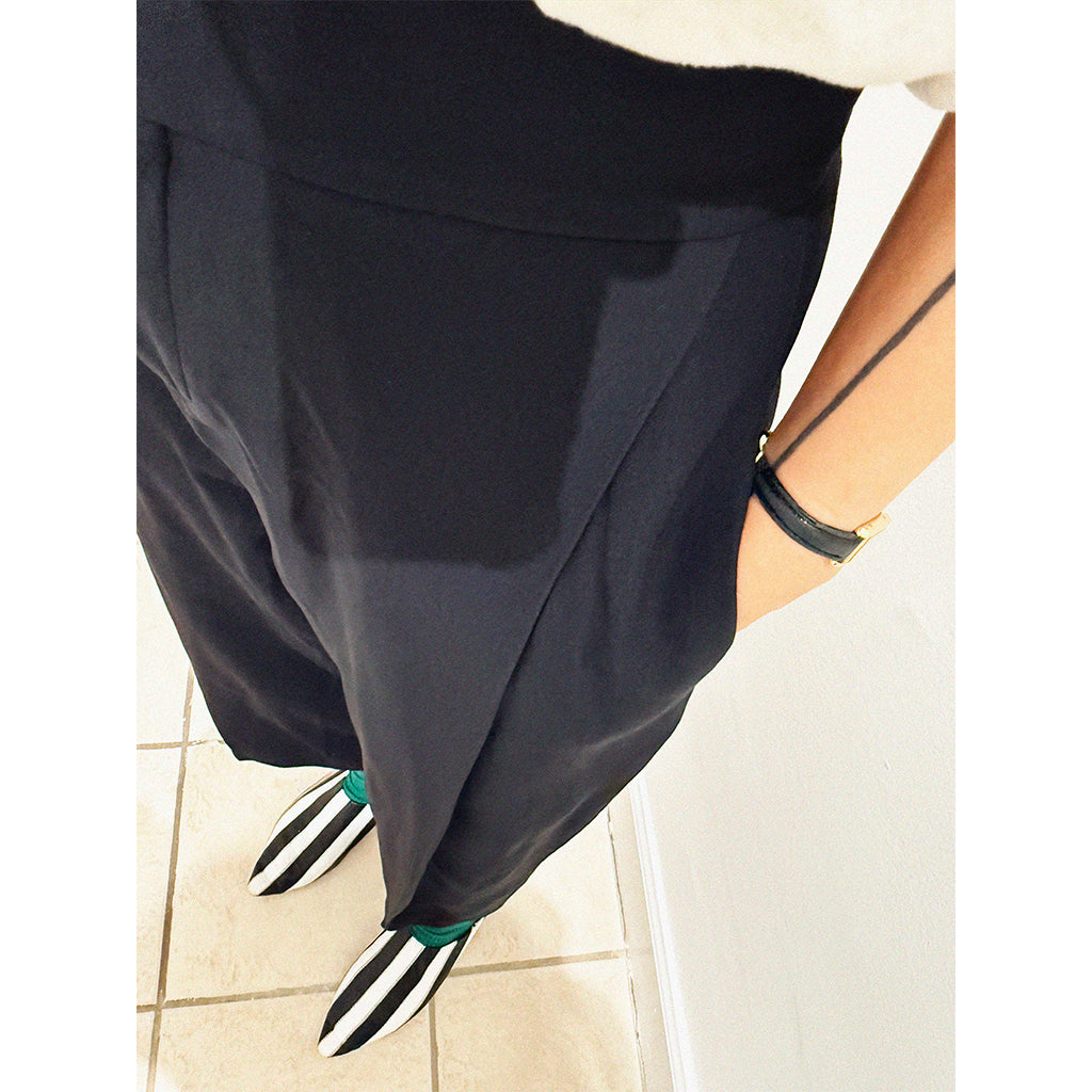 →CHLOÉ BLACK PLEATED WIDE-LEG TROUSERS← SANG A SELECTS