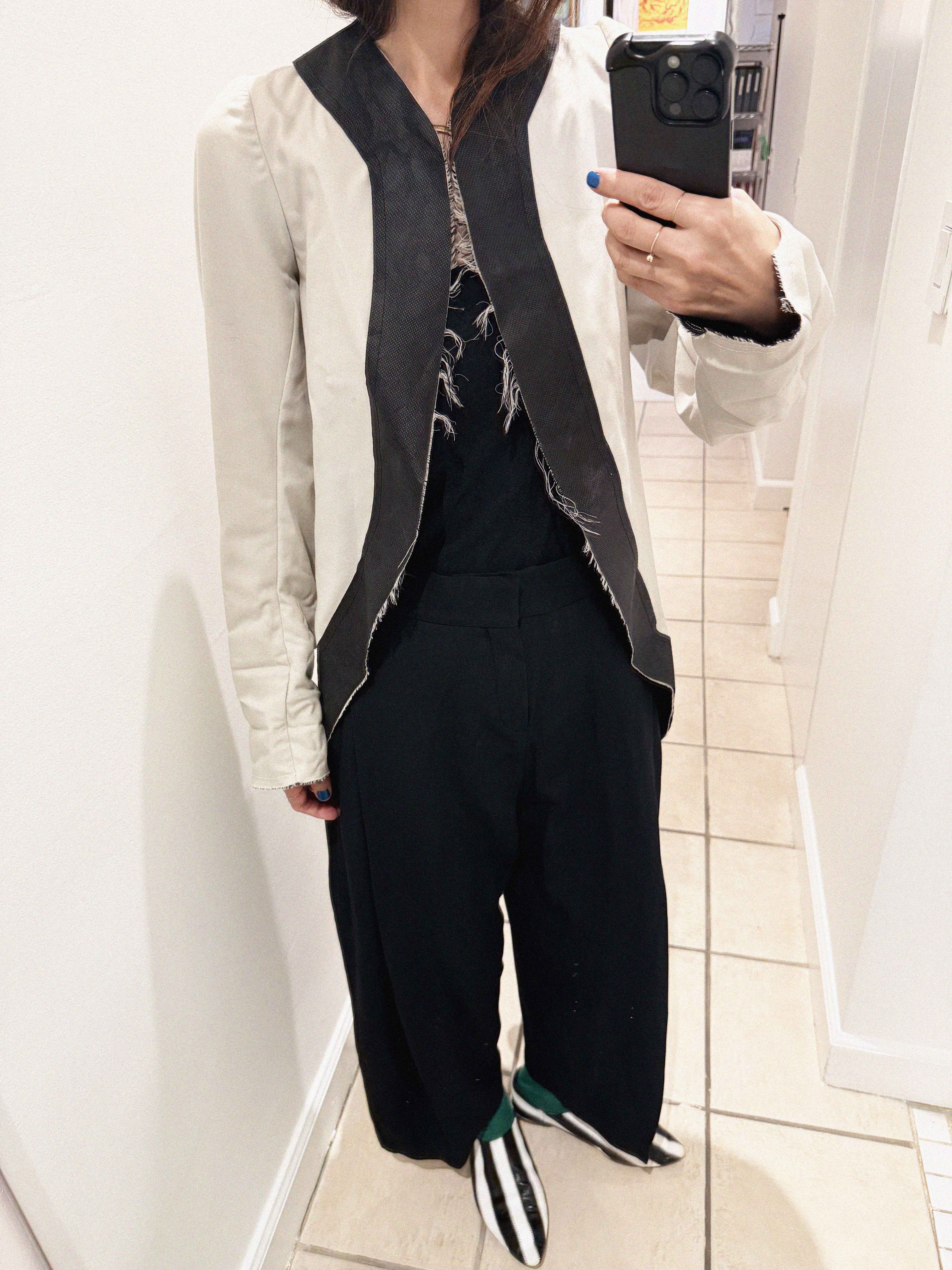 →COMME DES GARÇONS BLACK & LIGHT GREY SCULPTURAL DECONSTRUCTED JACKET← SANG A SELECTS