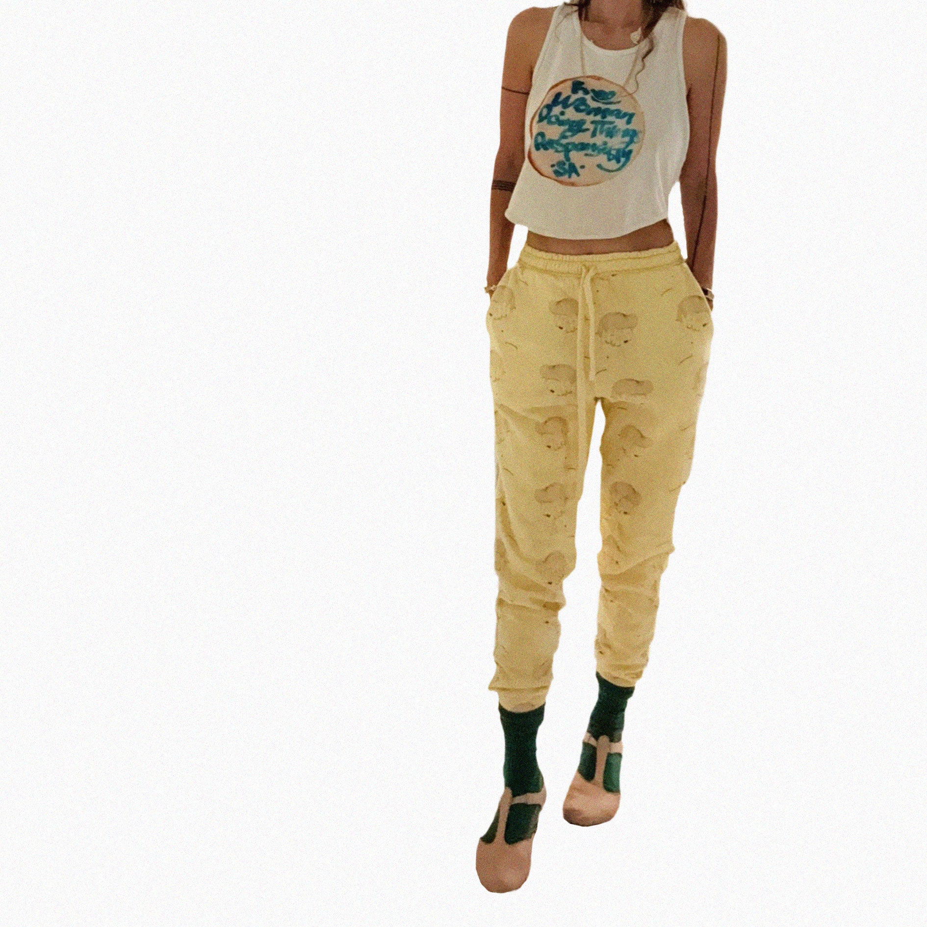 →Covering My Face Sweatpants – Powder Yellow← The Brave Hour