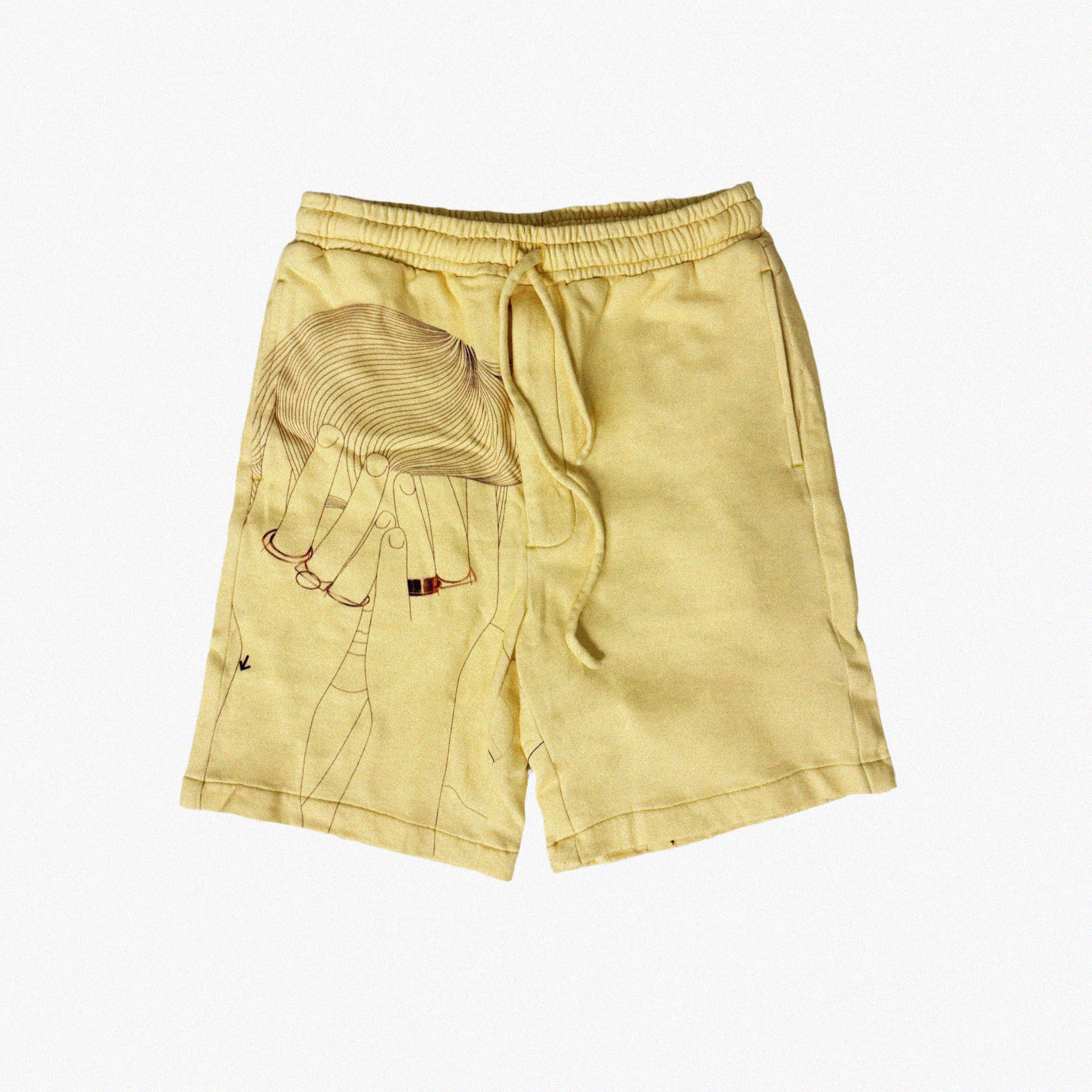 →Covering My Face Sweatshorts – Powder Yellow← The Brave Hour