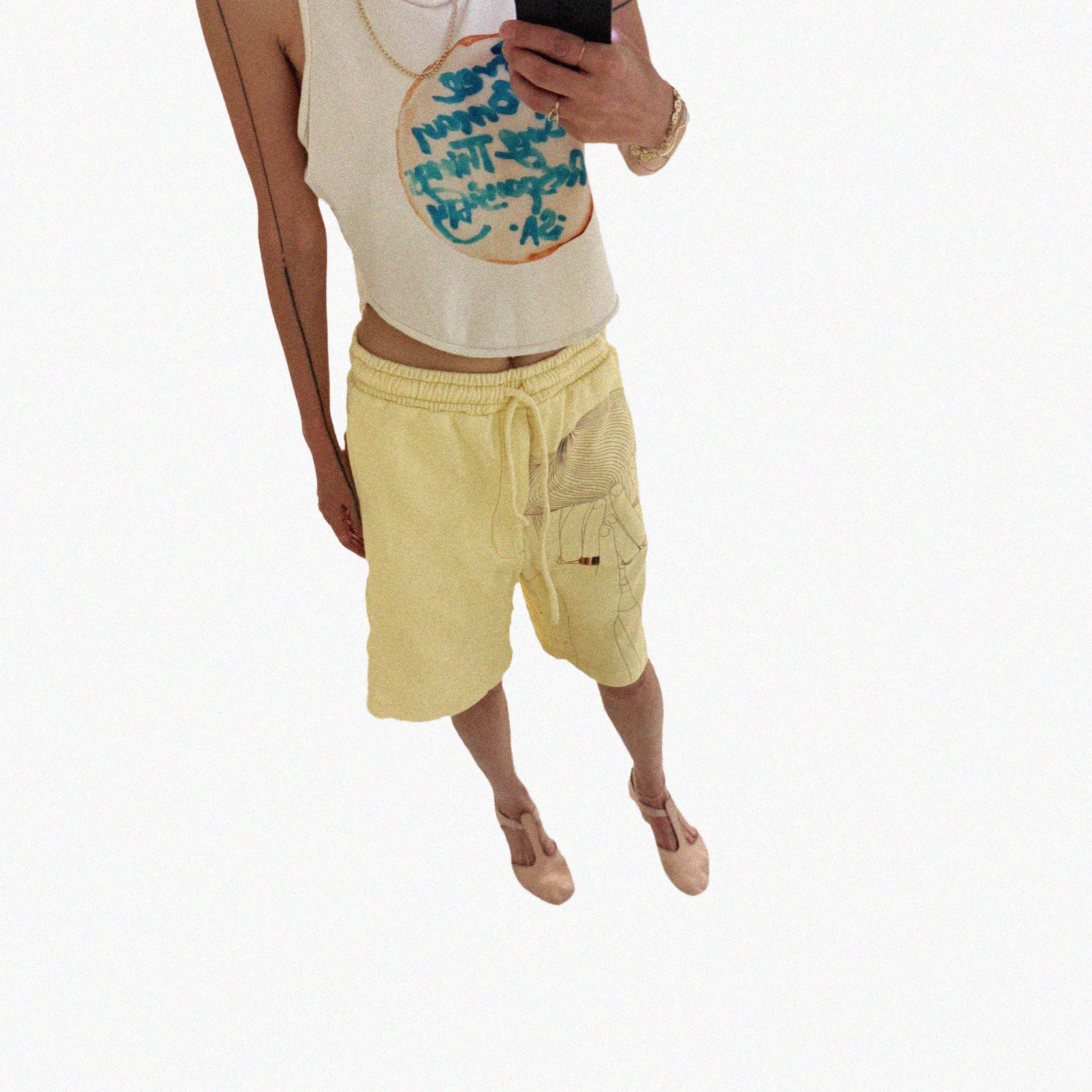 →Covering My Face Sweatshorts – Powder Yellow← The Brave Hour