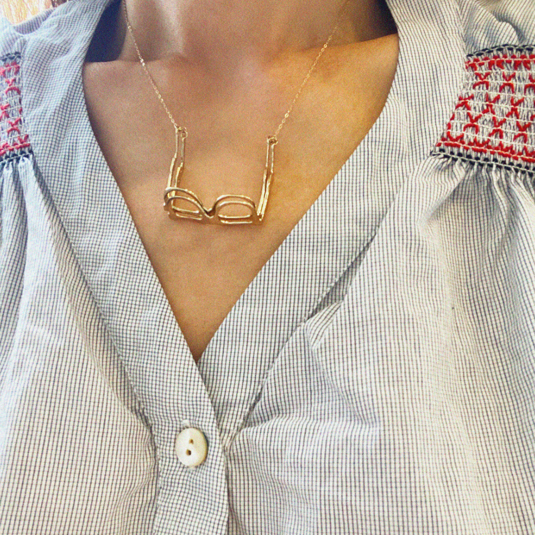 →DOUBLE EYEGLASSES HOLDER NECKLACE STERLING SILVER← NECKLACE