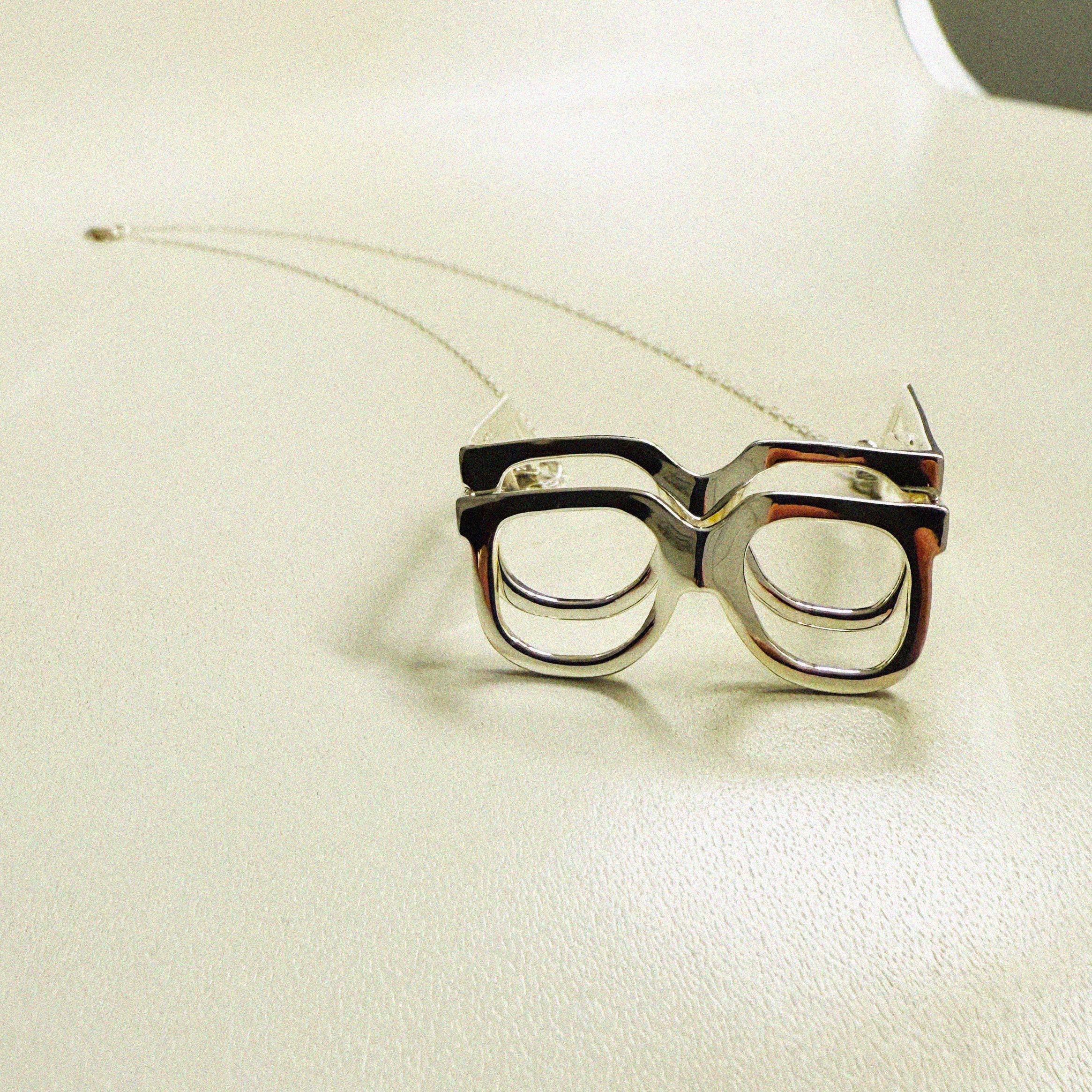 →DOUBLE EYEGLASSES HOLDER NECKLACE STERLING SILVER← NECKLACE