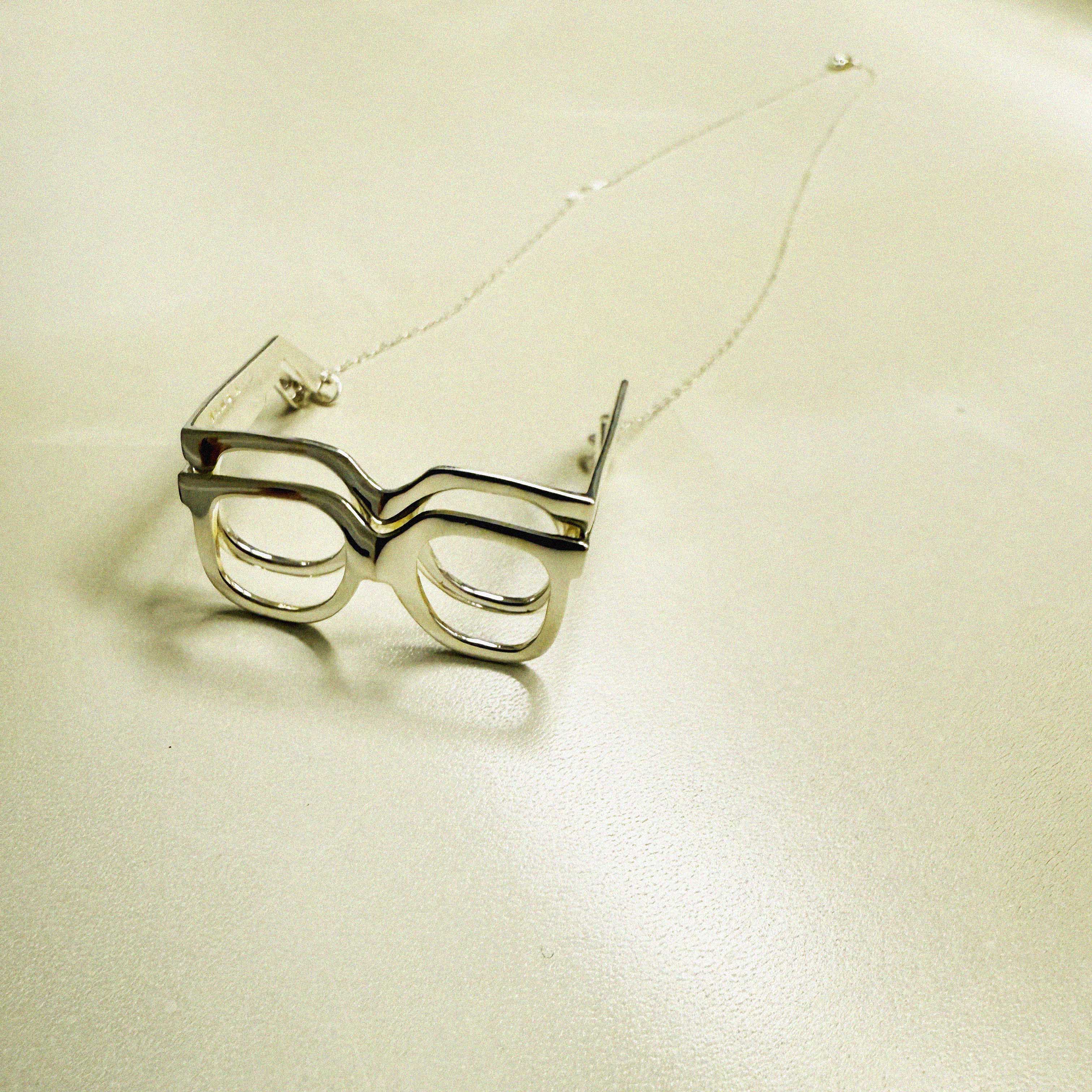→DOUBLE EYEGLASSES HOLDER NECKLACE STERLING SILVER← NECKLACE