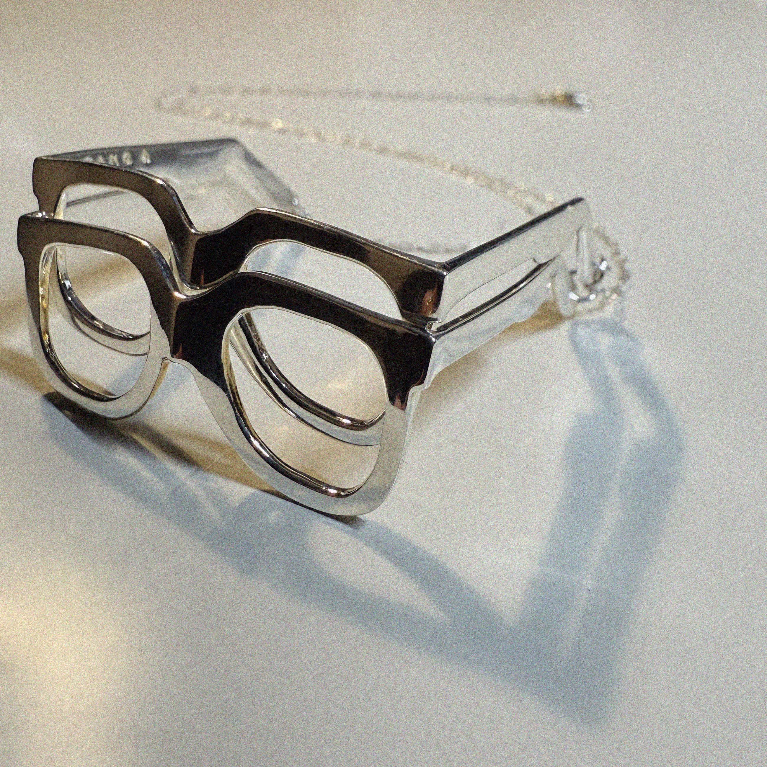 →DOUBLE EYEGLASSES HOLDER NECKLACE STERLING SILVER← NECKLACE