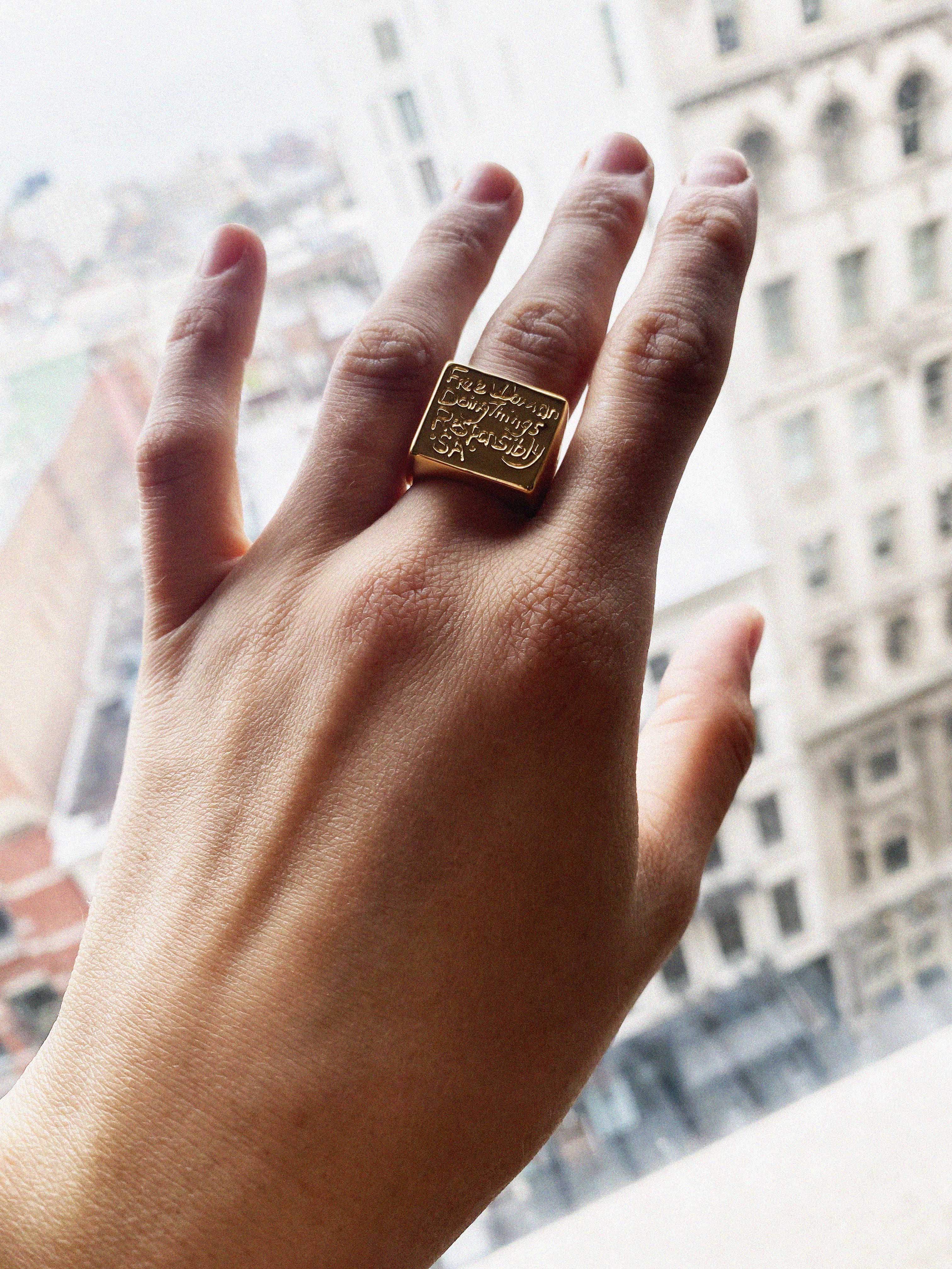 →FREE WOMAN← 18K GOLD VERMEIL FINGER RING
