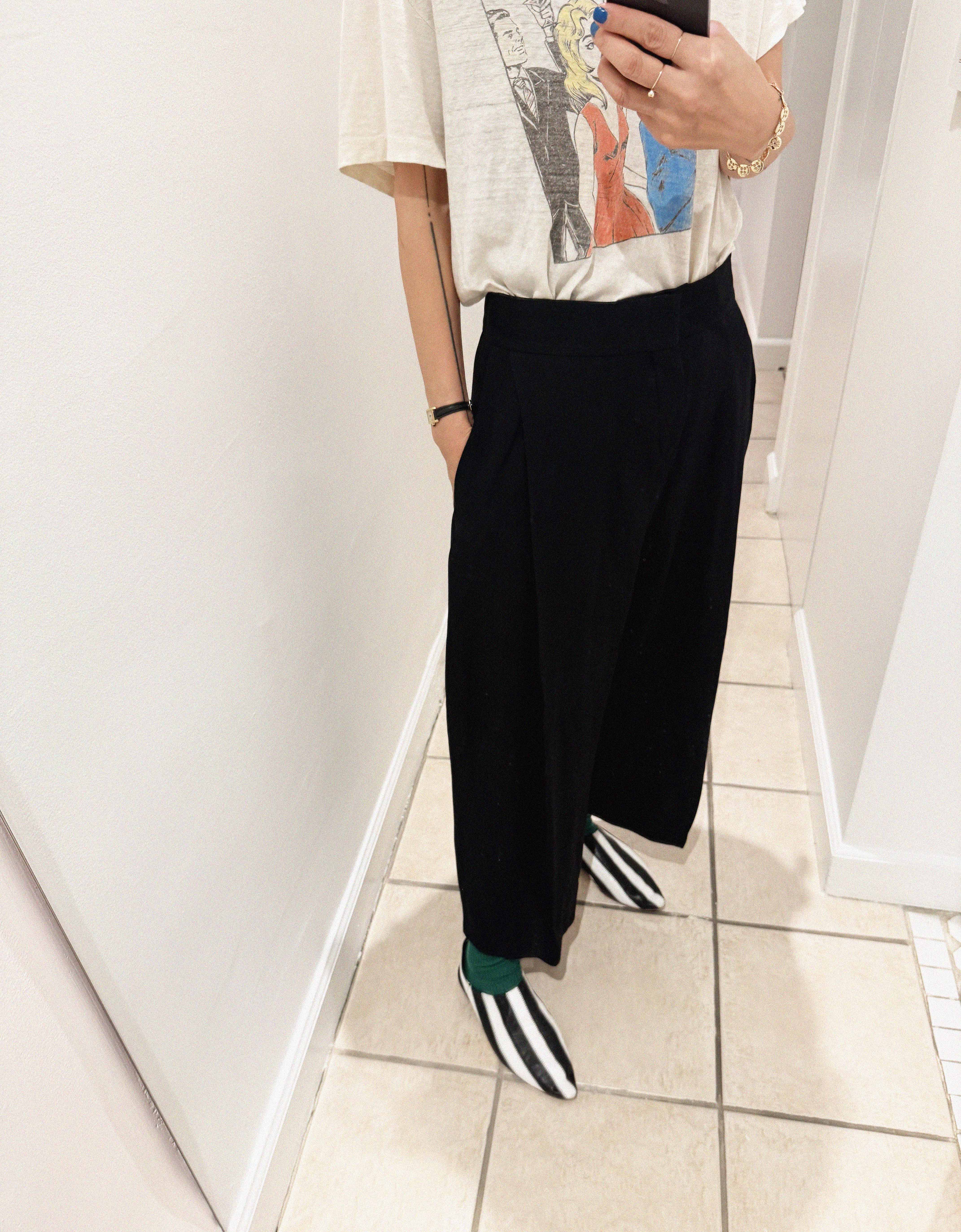 →CHLOÉ BLACK PLEATED WIDE-LEG TROUSERS← SANG A SELECTS