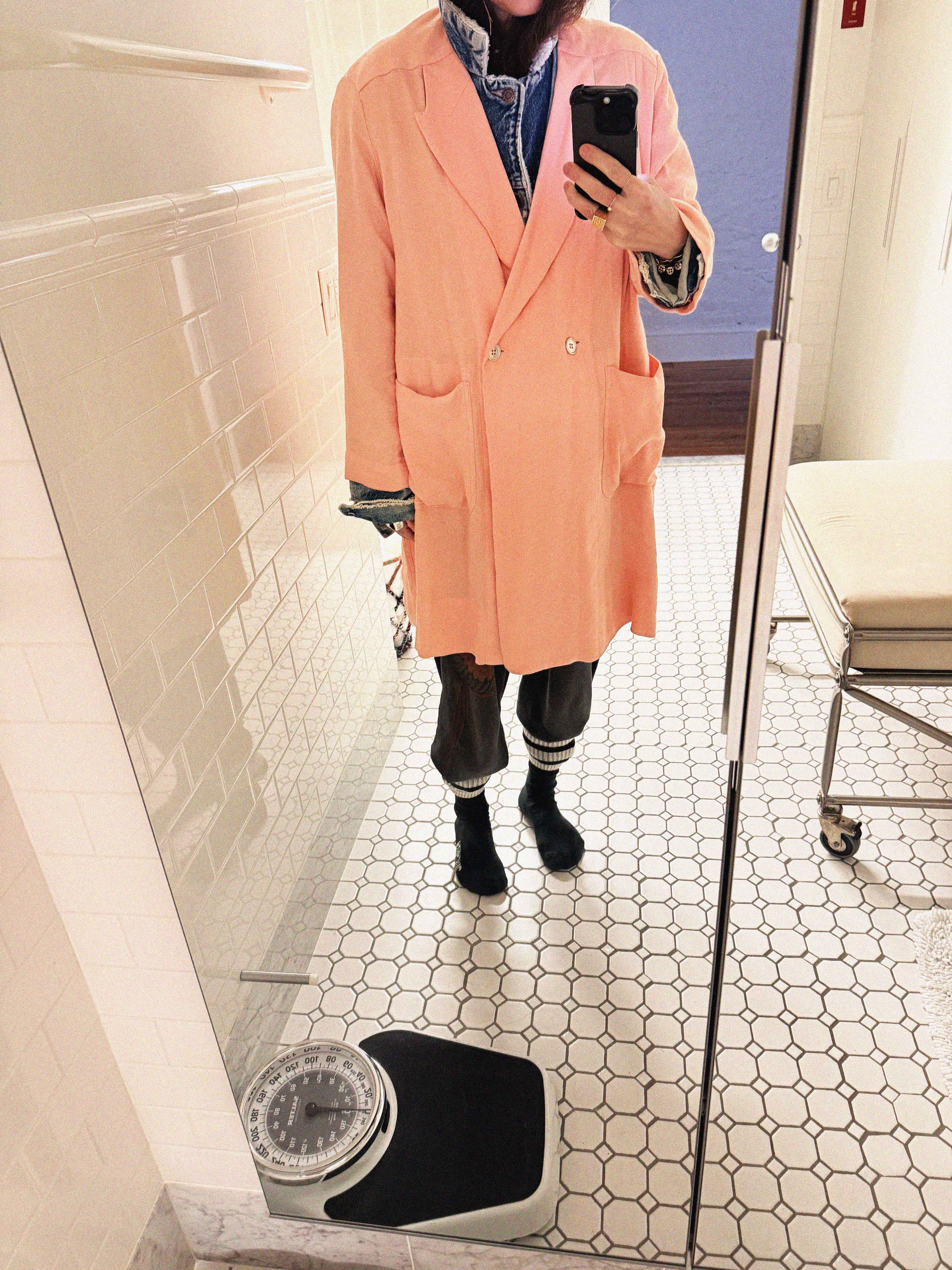 →MM6 MAISON MARGIELA PEACH OVERSIZED LONG JACKET← SANG A SELECTS