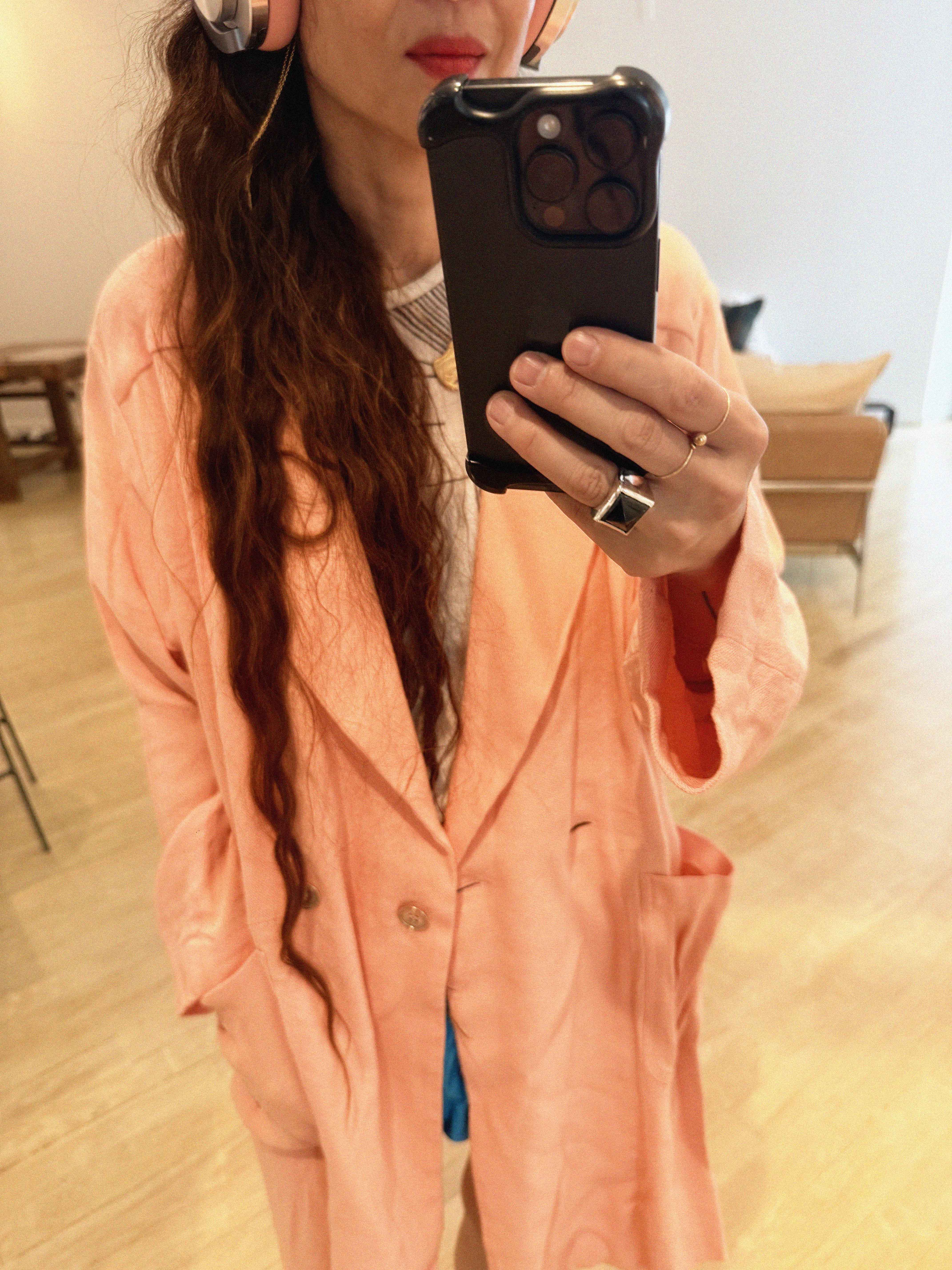 →MM6 MAISON MARGIELA PEACH OVERSIZED LONG JACKET← SANG A SELECTS