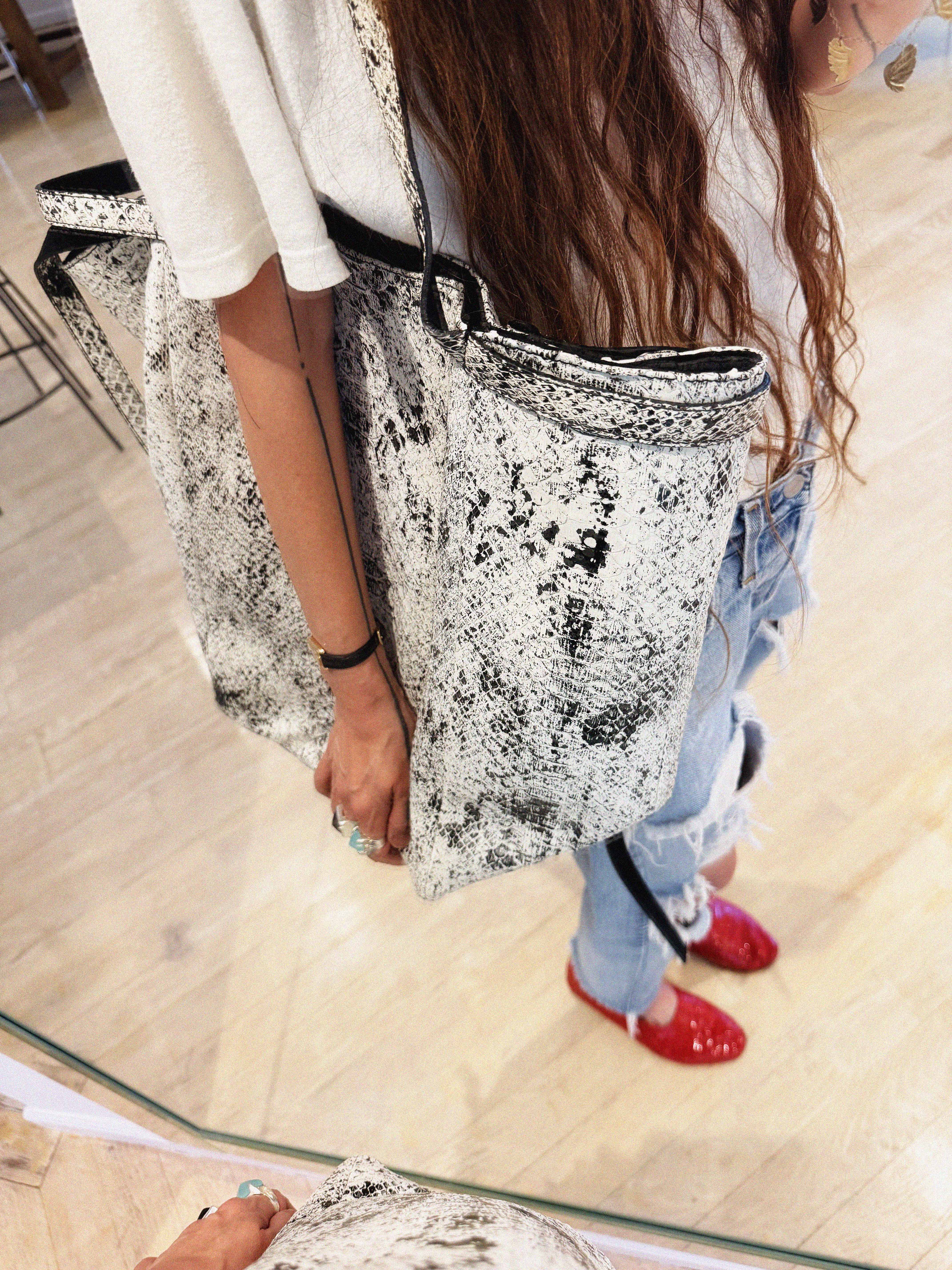 →FLOW← BLACK + WHITE HAND PAINTED-ART PYTHON