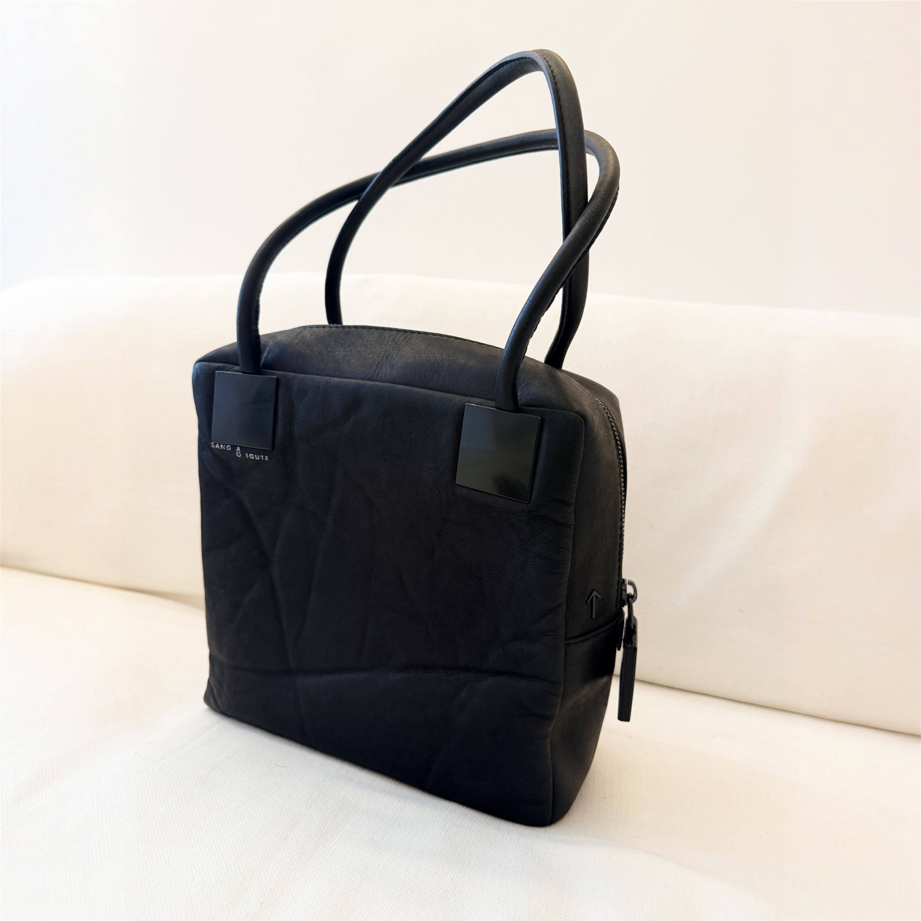 →River .Luxe← Waxed Wet Black Calf Leather