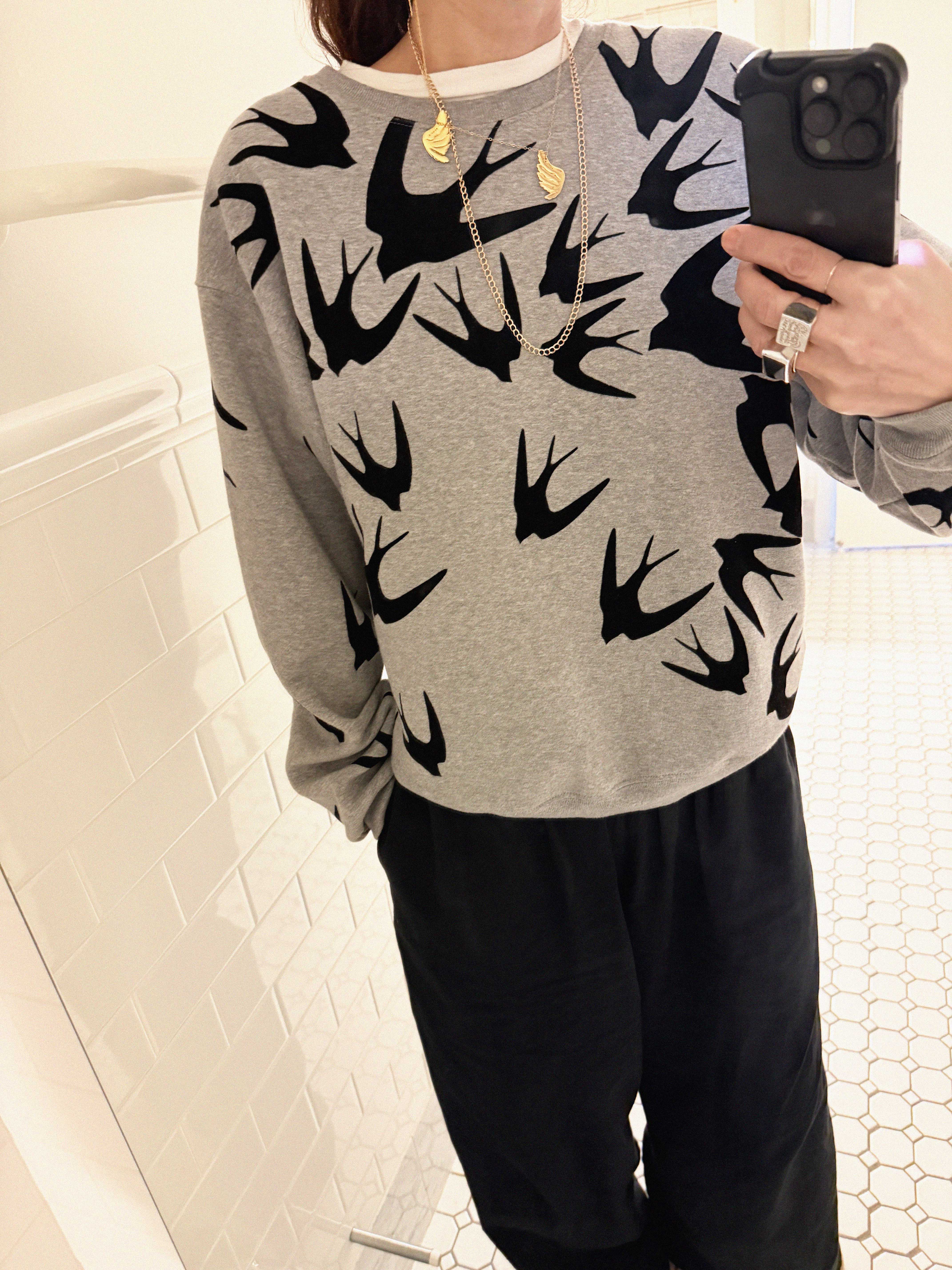 →ALEXANDER MCQUEEN BLACK SWALLOW SWEATSHIRT← SANG A SELECTS