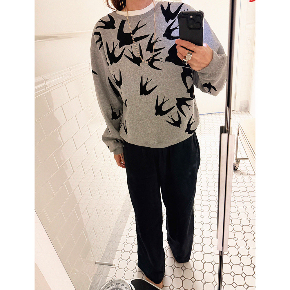 →ALEXANDER MCQUEEN BLACK SWALLOW SWEATSHIRT← SANG A SELECTS