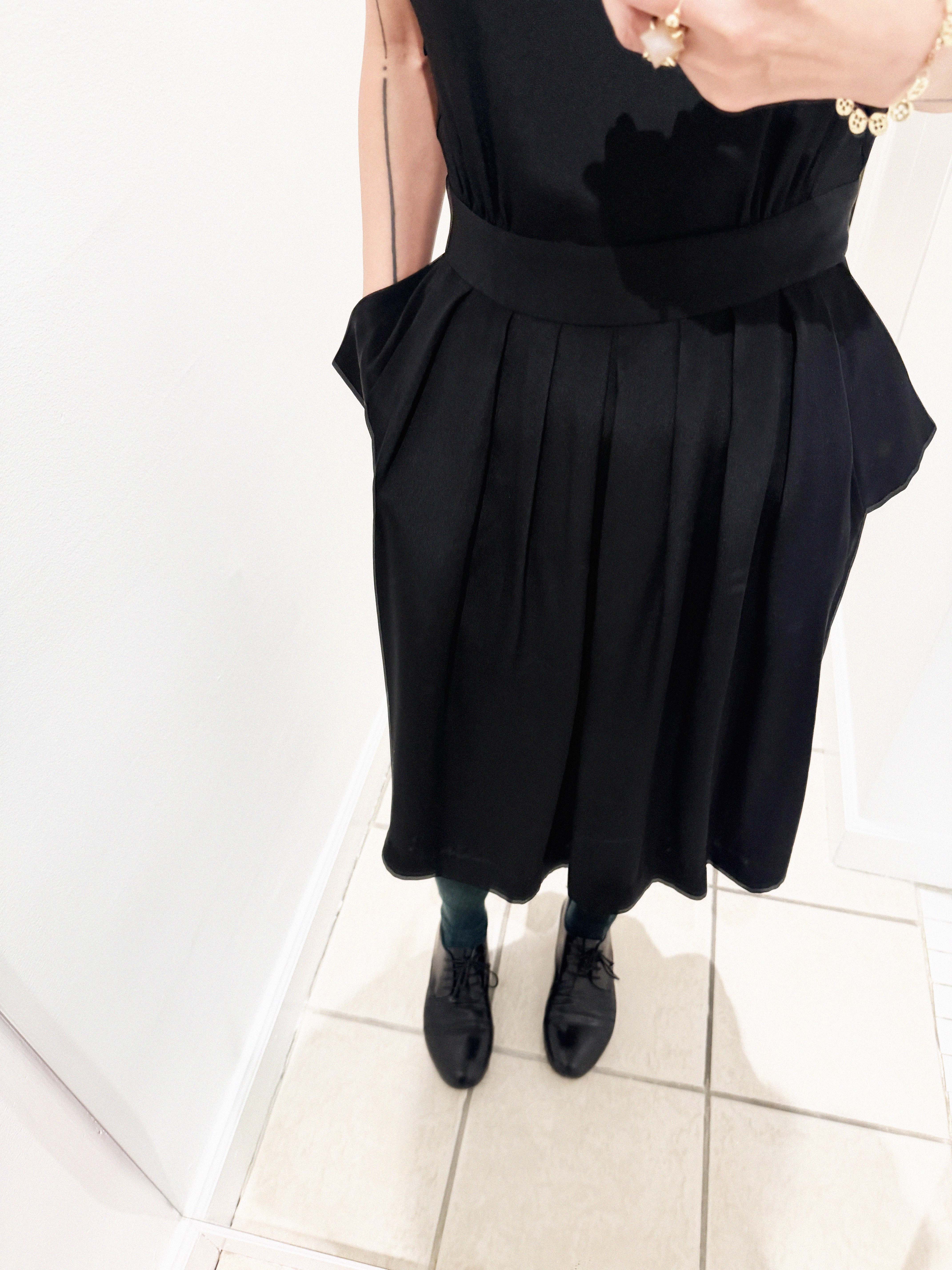 →BALENCIAGA BLACK SILK PLEATED POCKET DRESS← SANG A SELECTS