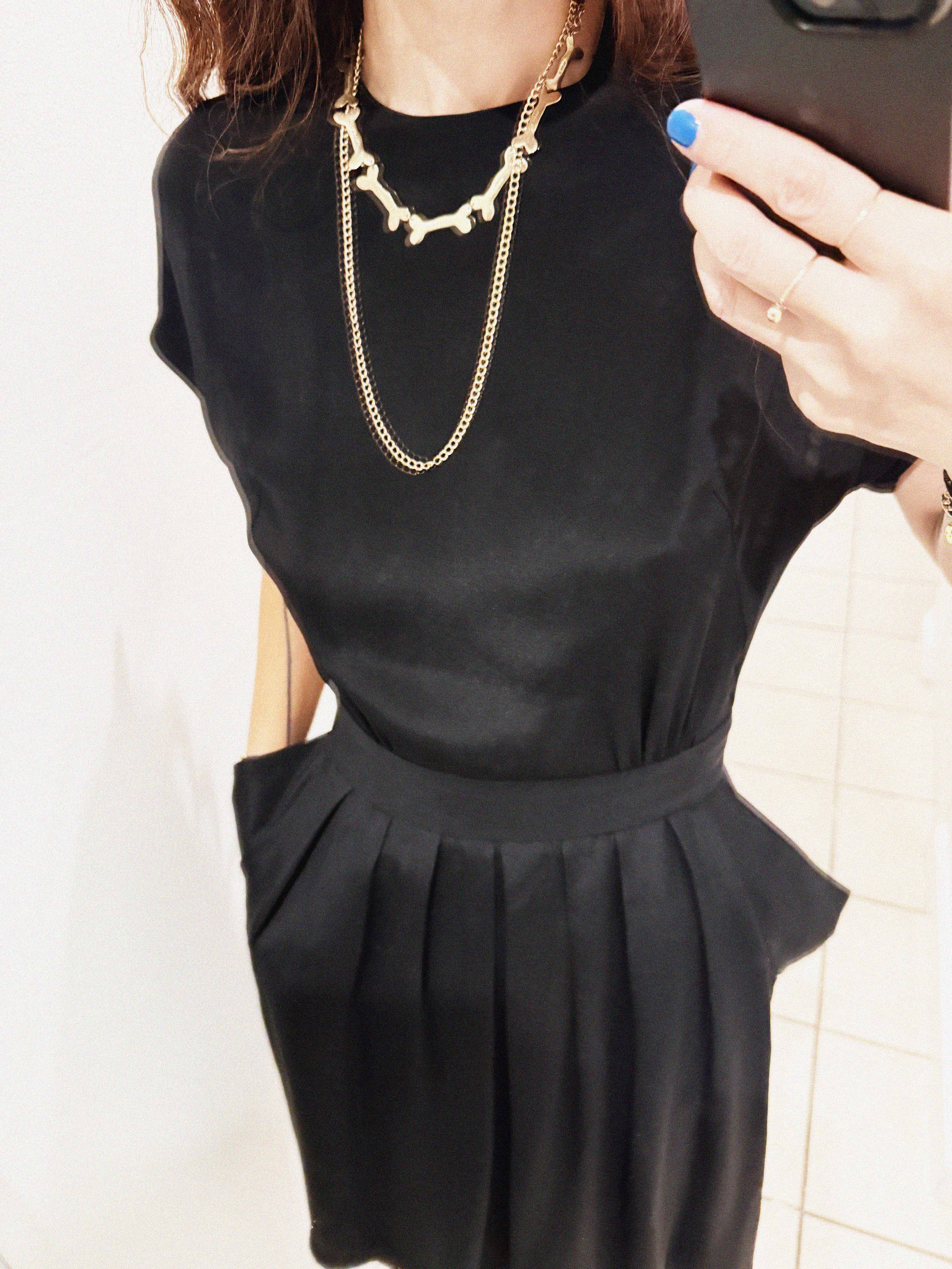 →BALENCIAGA BLACK SILK PLEATED POCKET DRESS← SANG A SELECTS