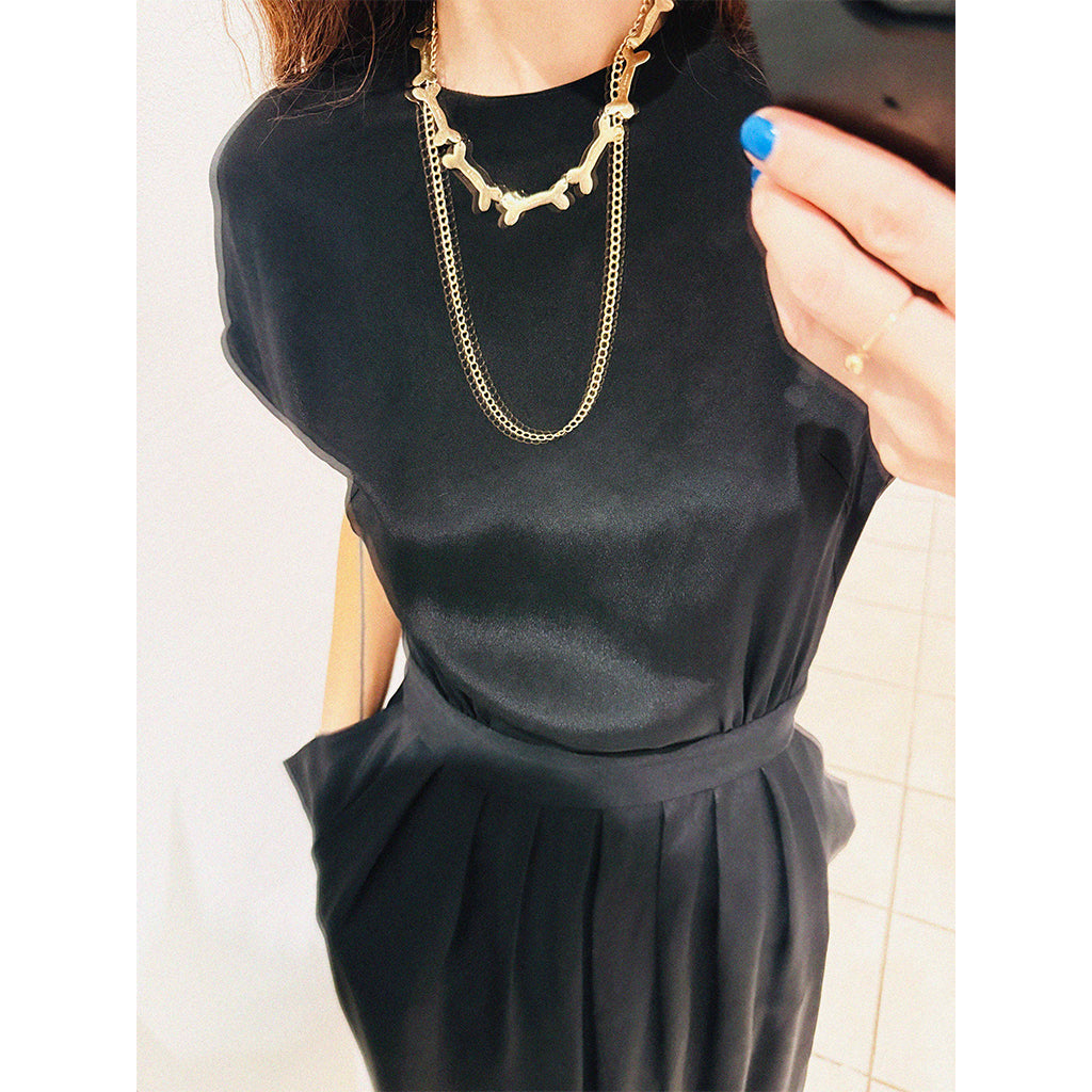 →BALENCIAGA BLACK SILK PLEATED POCKET DRESS← SANG A SELECTS