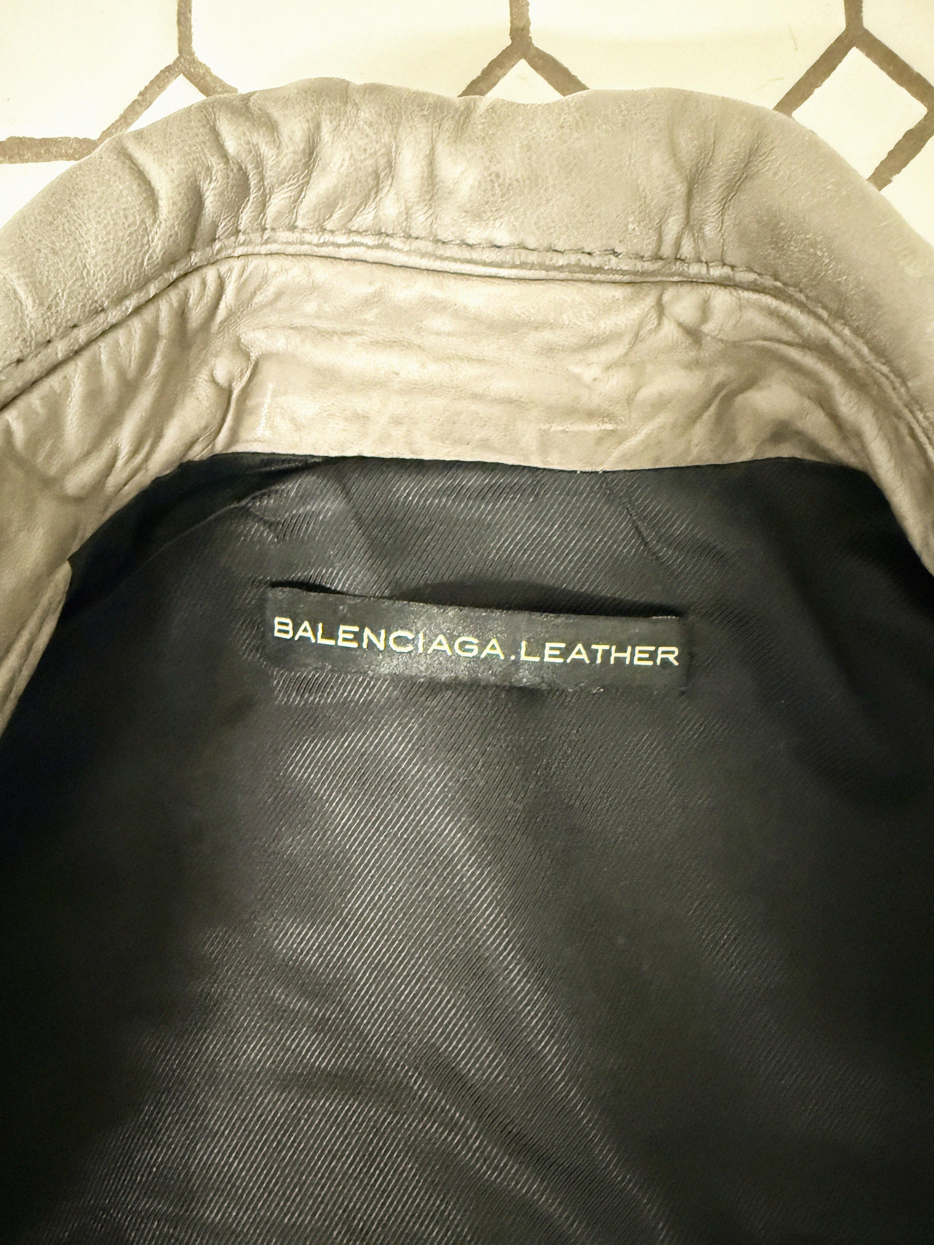 →BALENCIAGA GREY BIKER LEATHER JACKET BY NICOLAS GHESQUIÈRE← SANG A SELECTS