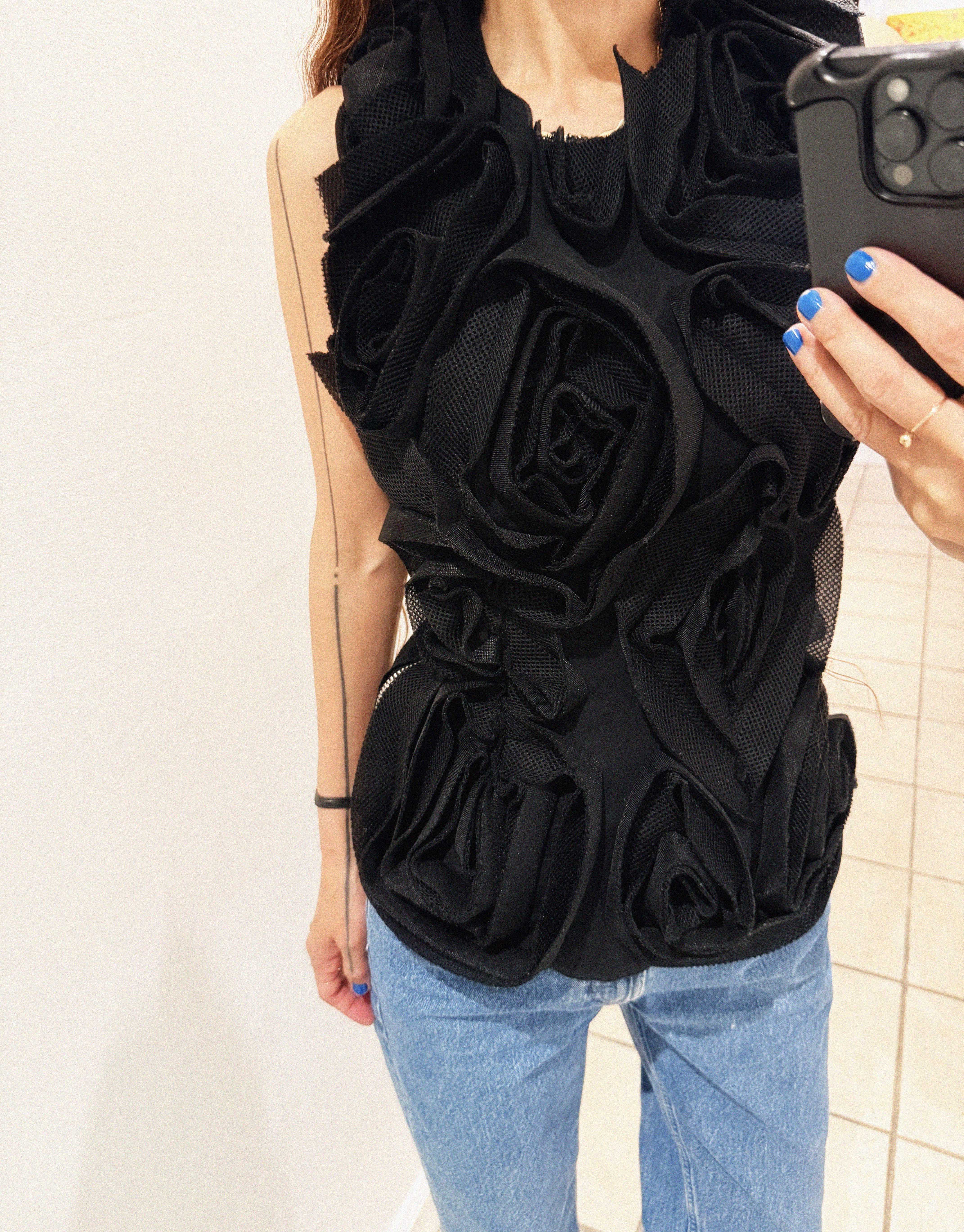 →COMME DES GARÇONS BLACK SCULPTURAL ROSE VEST← SANG A SELECTS
