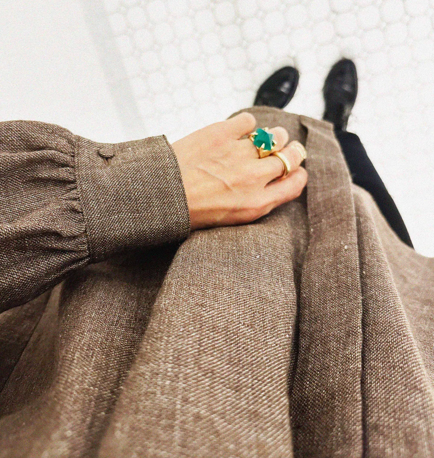 →COSMIC WONDER LINEN WOOL PLEATED BLOUSE← SANG A SELECTS