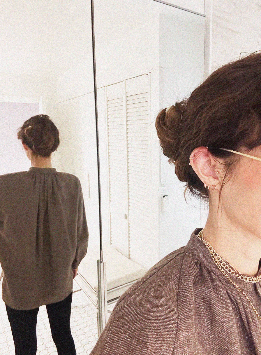 →COSMIC WONDER LINEN WOOL PLEATED BLOUSE← SANG A SELECTS