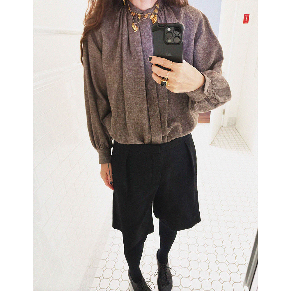 →COSMIC WONDER LINEN WOOL PLEATED BLOUSE← SANG A SELECTS