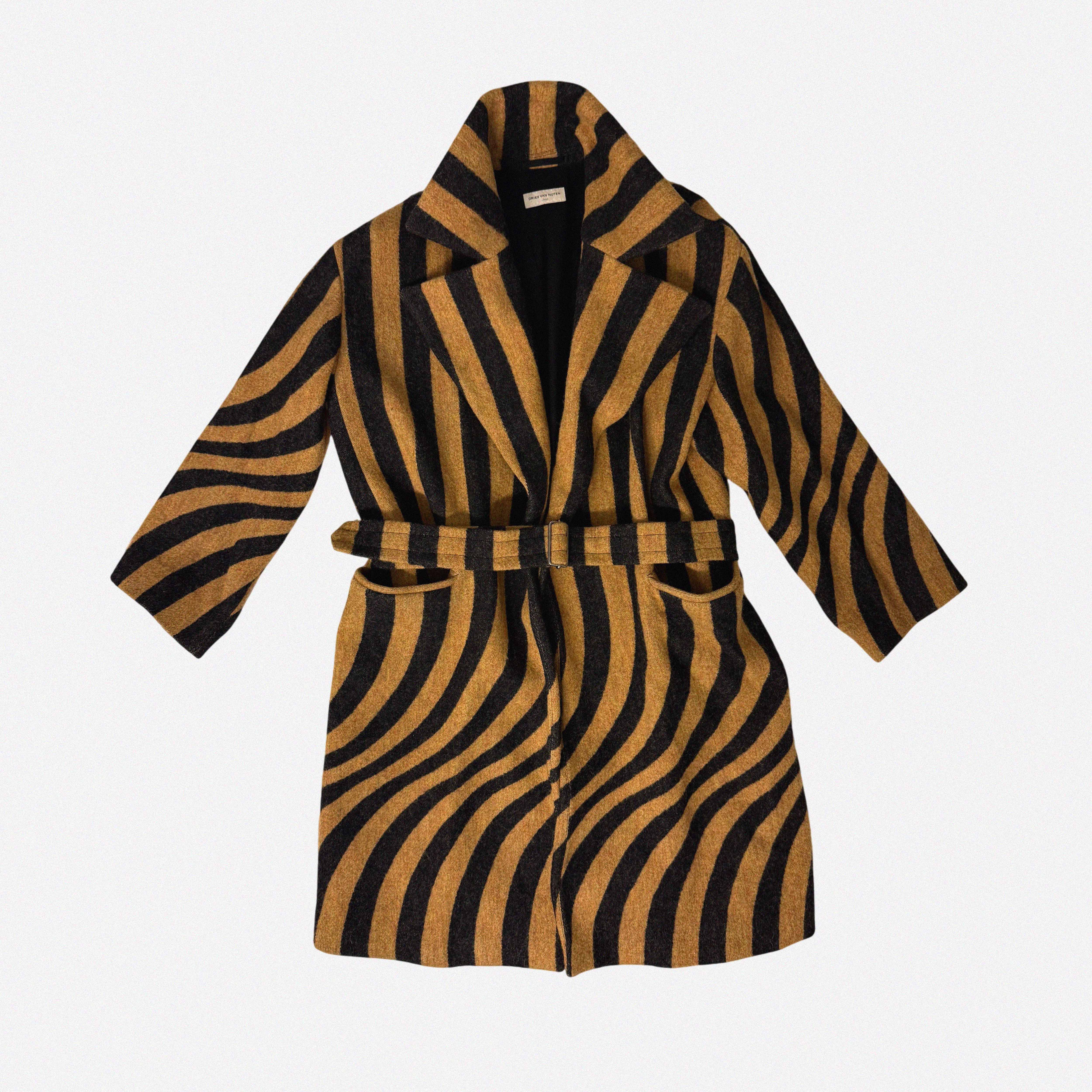 →DRIES VAN NOTEN GRAPHIC STRIPE WOOL COAT← SANG A SELECTS