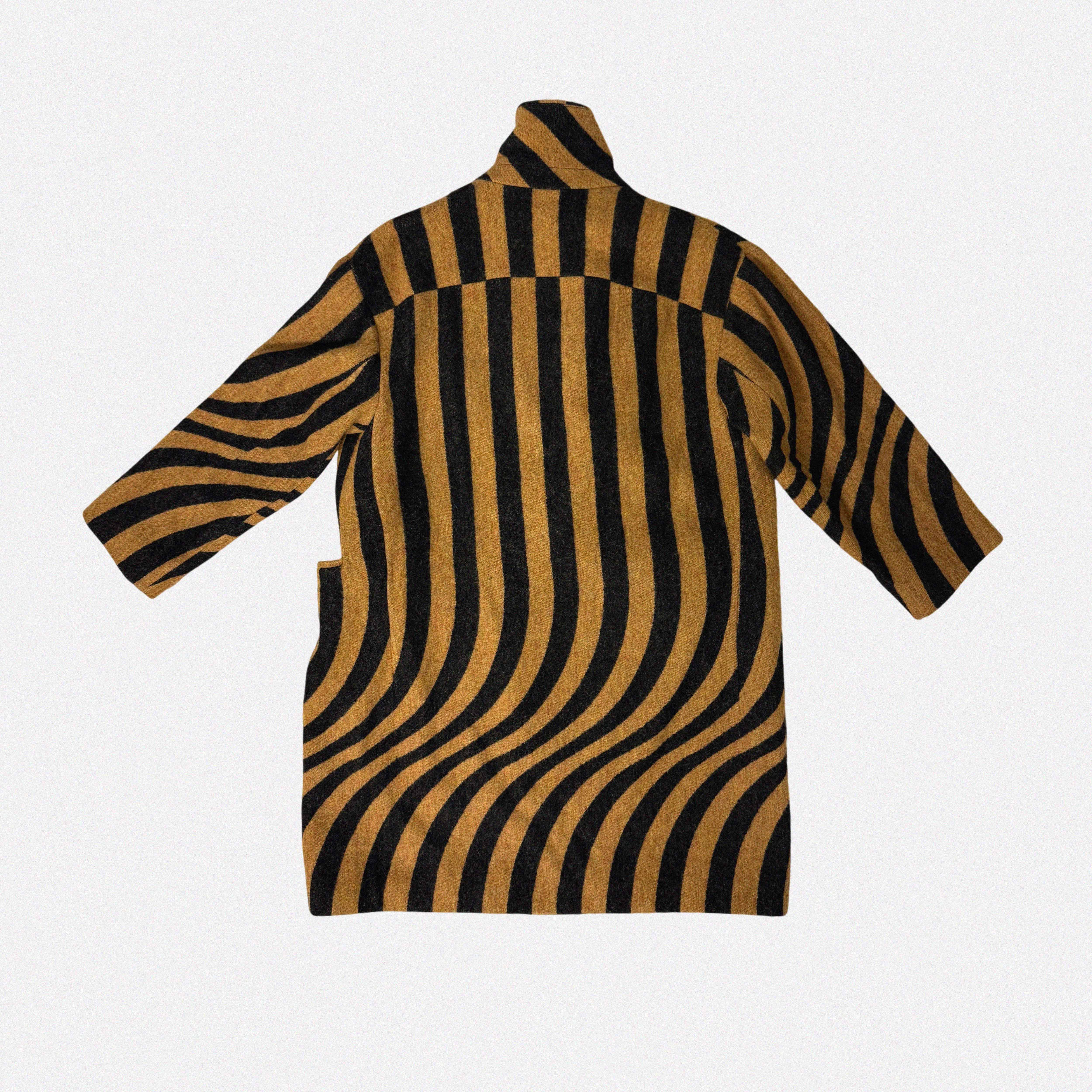 →DRIES VAN NOTEN GRAPHIC STRIPE WOOL COAT← SANG A SELECTS