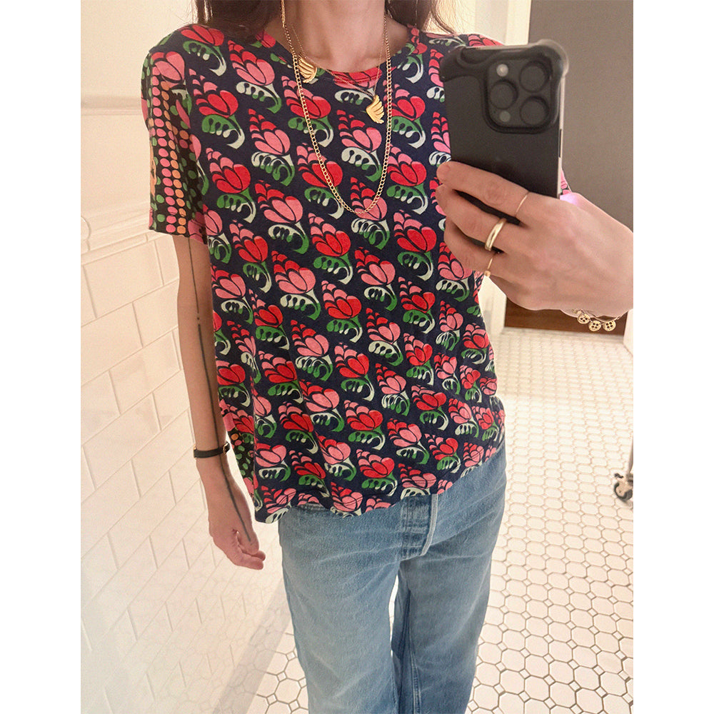 →JUNYA WATANABE COMME DES GARÇONS FLORAL GRID ART PRINT T-SHIRT← SANG A SELECTS