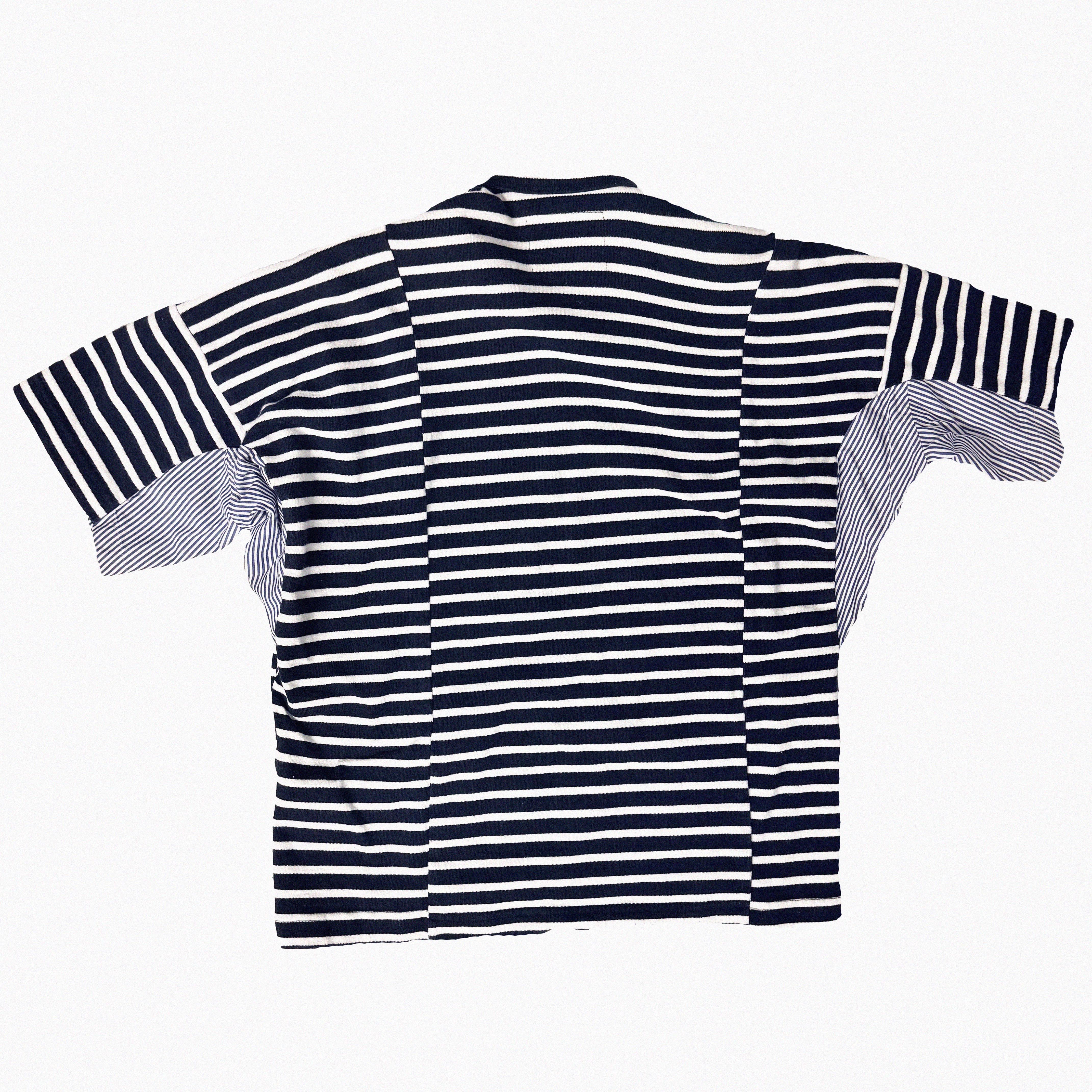 →SACAI SIGNATURE 2-TONE PATCHWORK STRIPE T-SHIRT← SANG A SELECTS