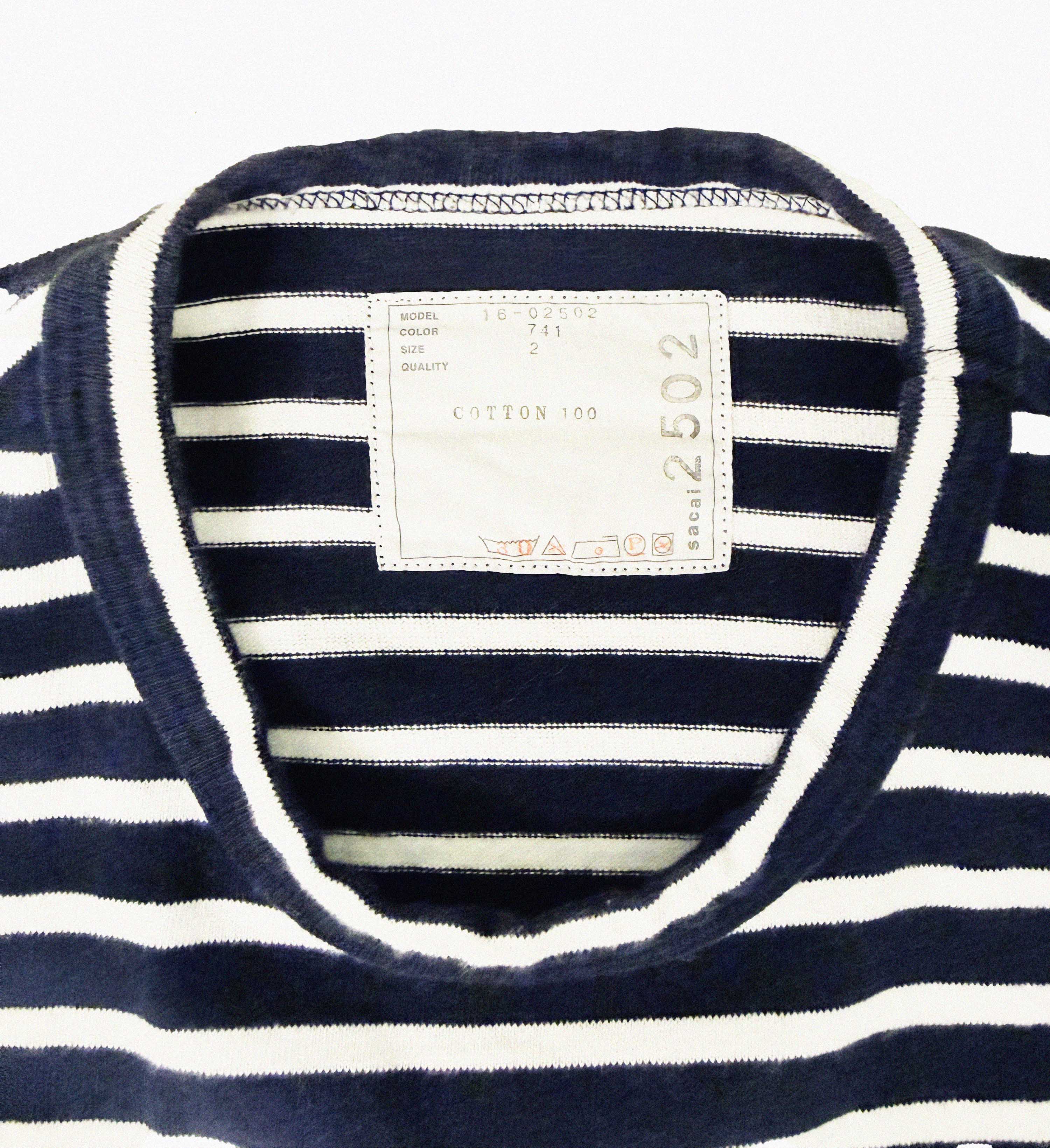 →SACAI SIGNATURE 2-TONE PATCHWORK STRIPE T-SHIRT← SANG A SELECTS
