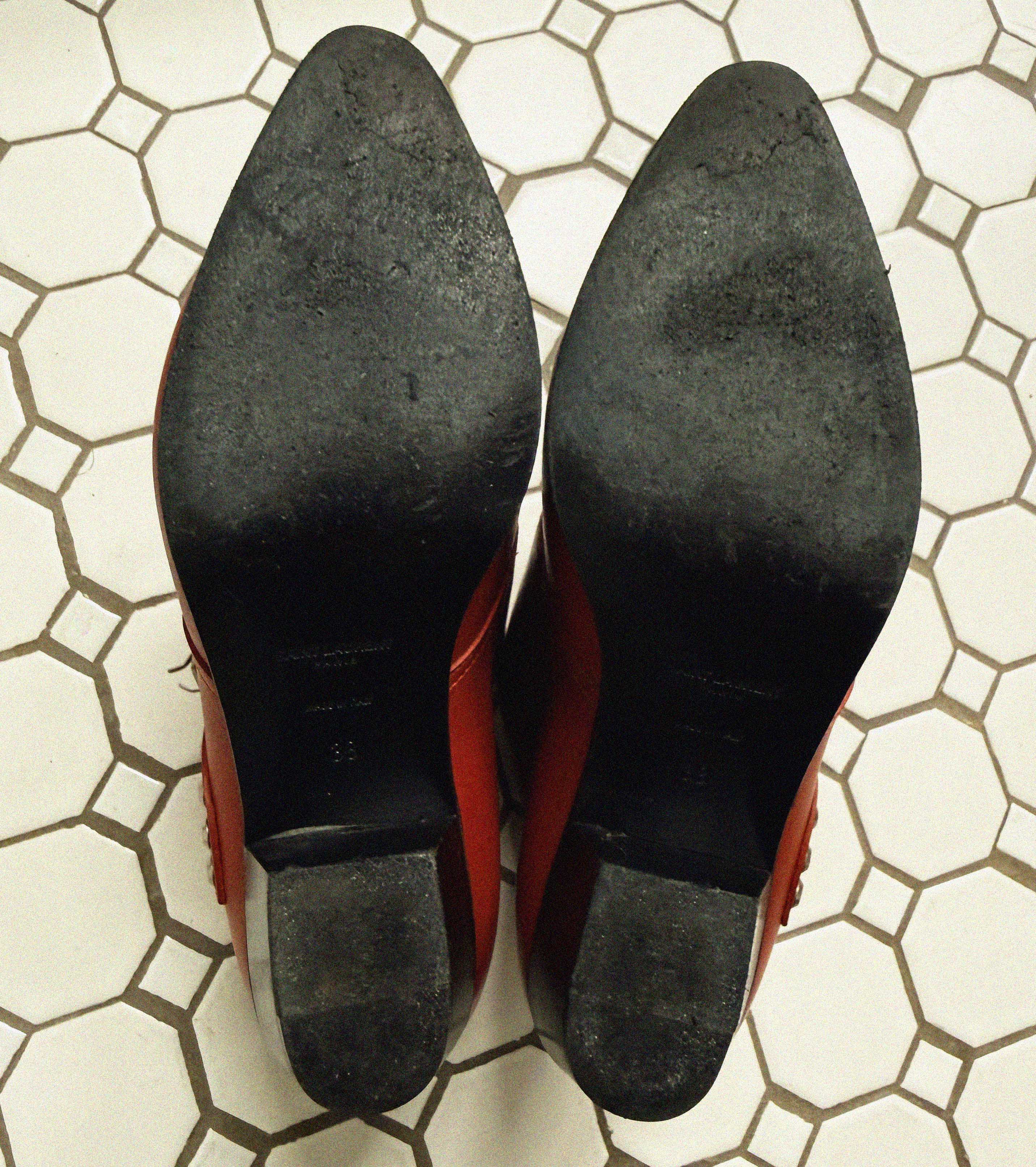 →SAINT LAURENT RED ANKLE BOOTS← SANG A SELECTS