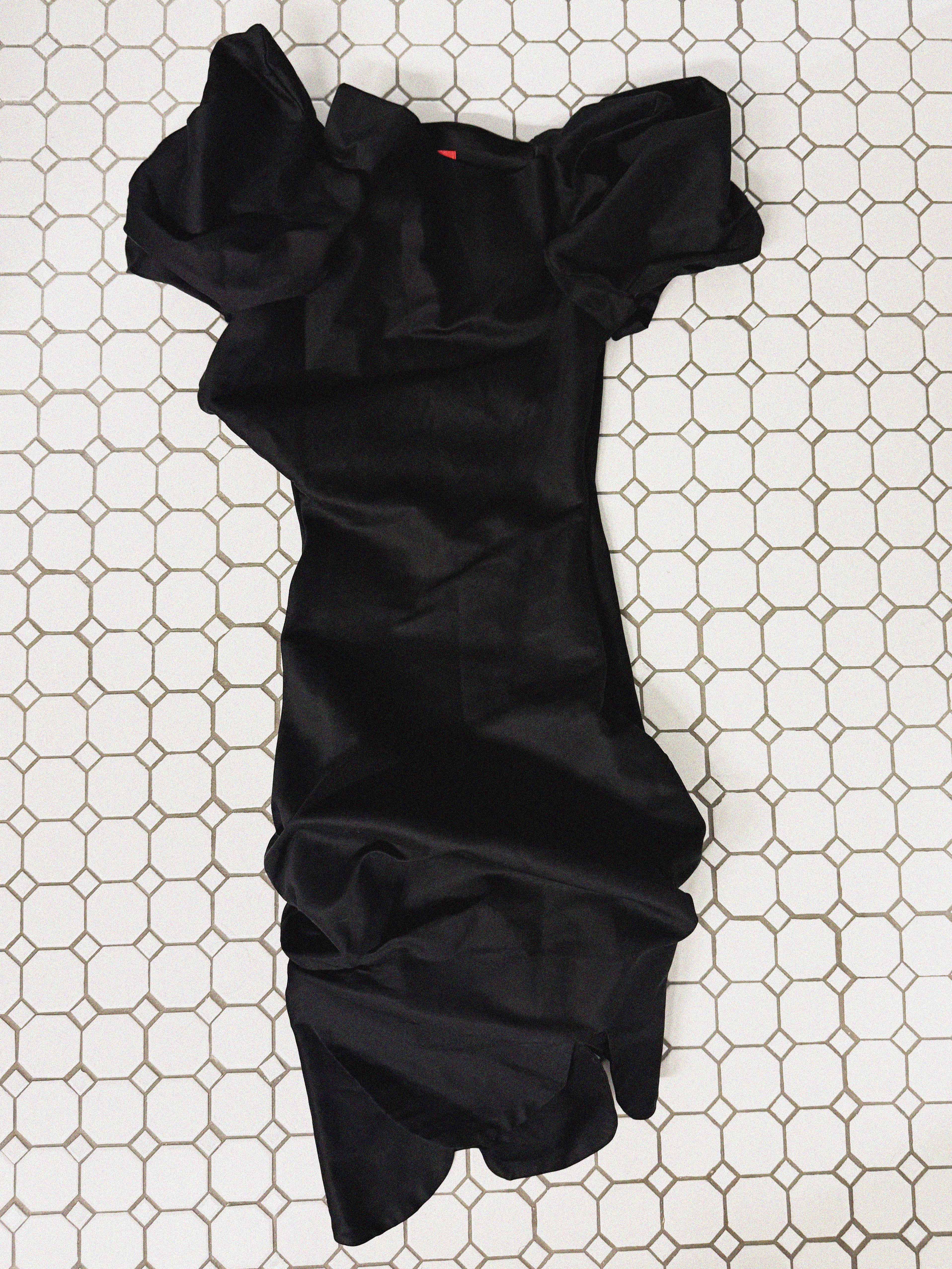 →VIVIENNE WESTWOOD BLACK SCULPTURAL SLEEVE MIDI DRESS← SANG A SELECTS