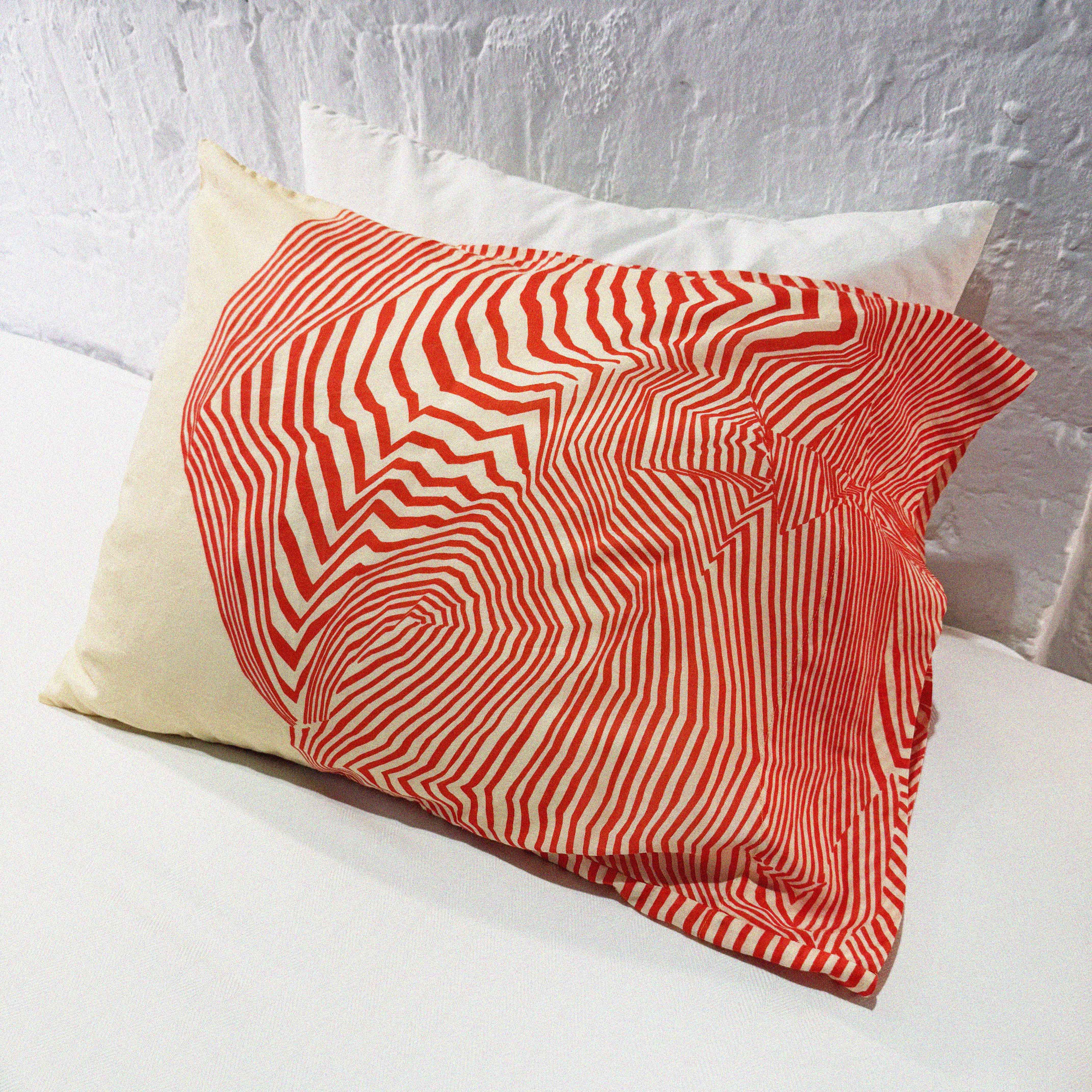 →Stripe Wave Pillowcase – Red and Powder Yellow← The Brave Hour