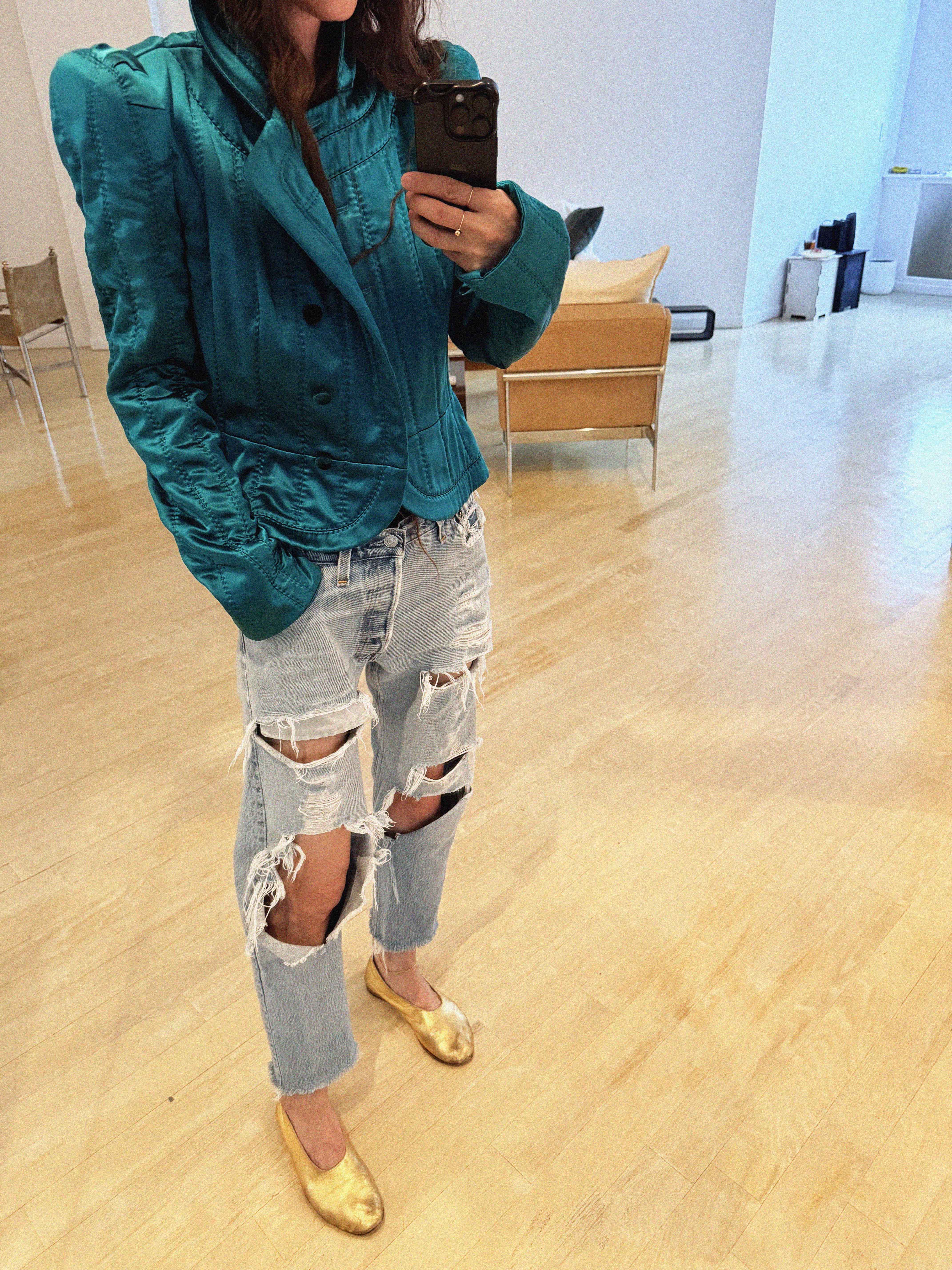 →YVES SAINT LAURENT QUILTED SILK BLAZER← SANG A SELECTS